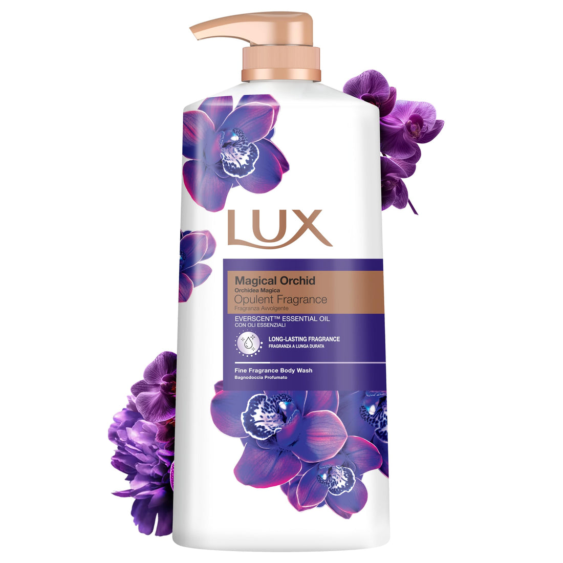 LUX Charming Peony Body Wash with Orange Oil - Men's & Women's Aromatic, Long-Lasting Fine Fragrance Shower Gel, Nourishing Body Cleanser, Aromatic Fragrance Bath Soap - Pack of 1, 1L