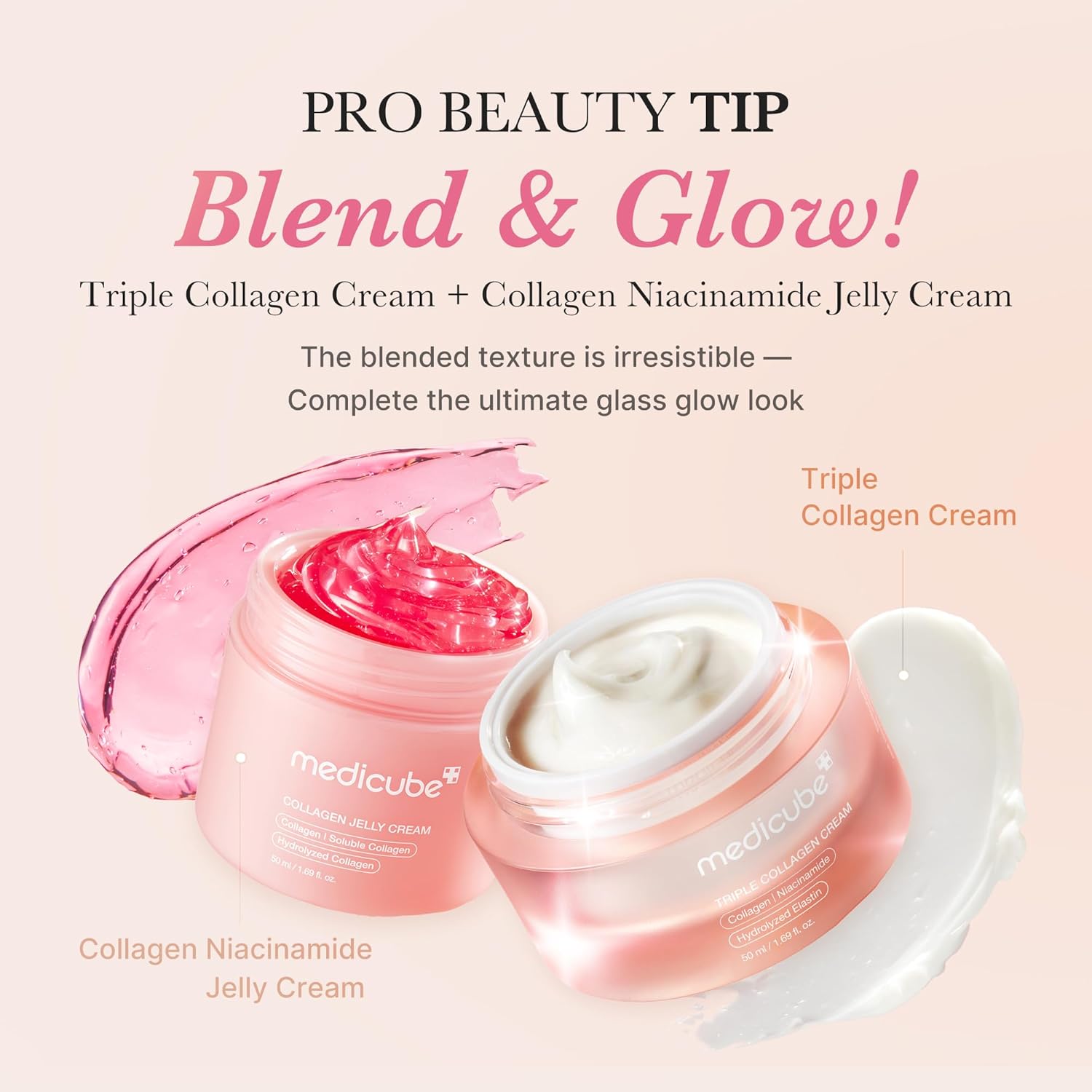 medicube Triple Collagen Cream Hydrating & Firming Moisturiser With Hyaluronic Acid, Premium Elastin, Shea Butter Wrinkle Care 1.69 Oz Triple Collagen Cream