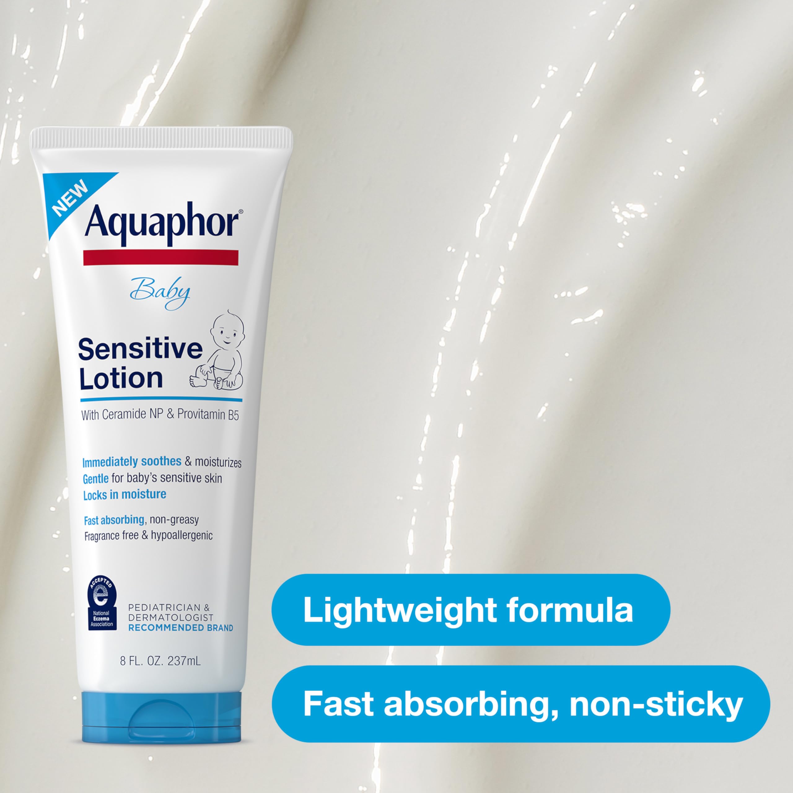Aquaphor Baby Sensitive Lotion, Baby Lotion to Soothe and Moisturize Delicate Skin, 8 Oz Halalzen