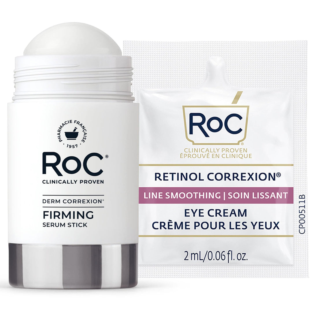 RoC Derm Correxion Retinol Firming Serum Stick with Antioxidants to Visibly Tighten and Firm Wrinkles and Laugh Lines 1.0 oz plus Retinol Eye Cream Packette Halalzen