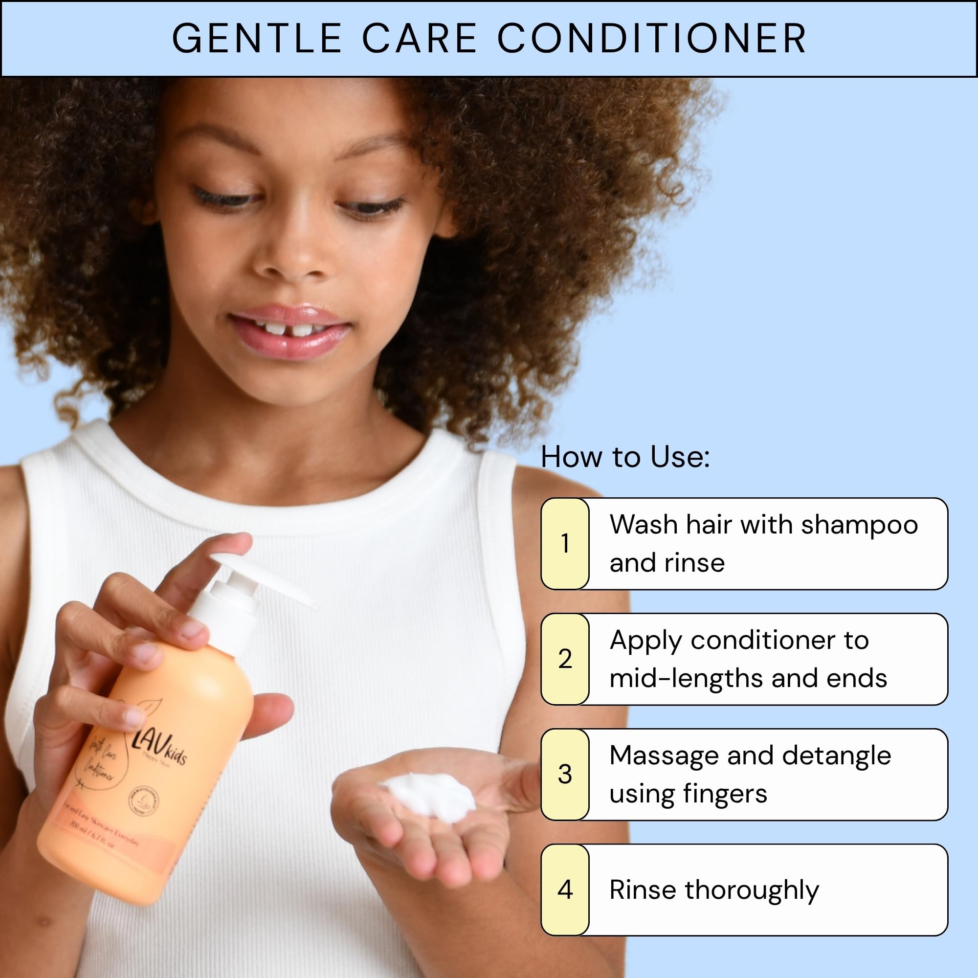 Lav Kids Natural Hair Care Bundle for Daily Use, Algae Extract and Moisturizing (Shampoo + Conditioner)