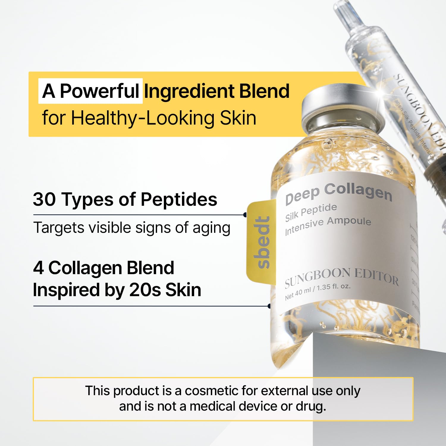 SUNGBOON EDITOR Glow Intensive Silk Peptide Ampoule, Copper Peptides Serum for Face with Collagen & Multi Peptides, Hydrating Korean Skincare Facial Serum for Smooth-Looking Skin, 1.35 fl oz Halalzen