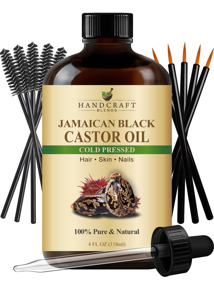 Handcraft Blends Castor Oil with Rosemary Oil 8 Fl Oz | 100% Pure and Natural | Premium Grade Carrier Oil | Hair, Eyelashes and Eyebrows | Hair and Body