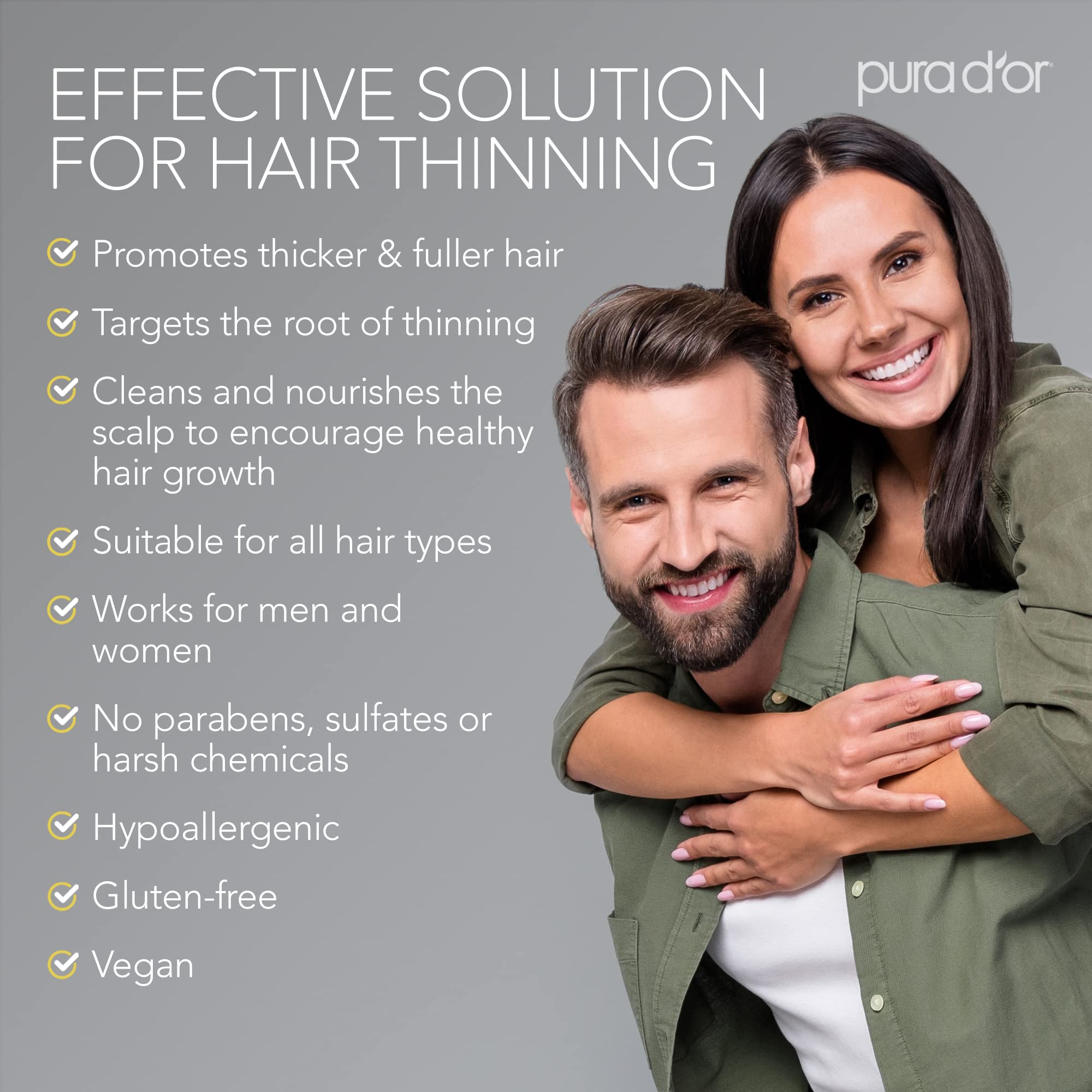 PURA D'OR Anti-Thinning Biotin Shampoo and Conditioner Natural Earthy Scent, CLINICALLY TESTED Effective Results, Herbal Blend Thickening Products For Women & Men, Original Gold Label Set, 16oz x2 | Deep Moisturizing, Conditioner, CLINICALLY TESTED, Effec Halalzen