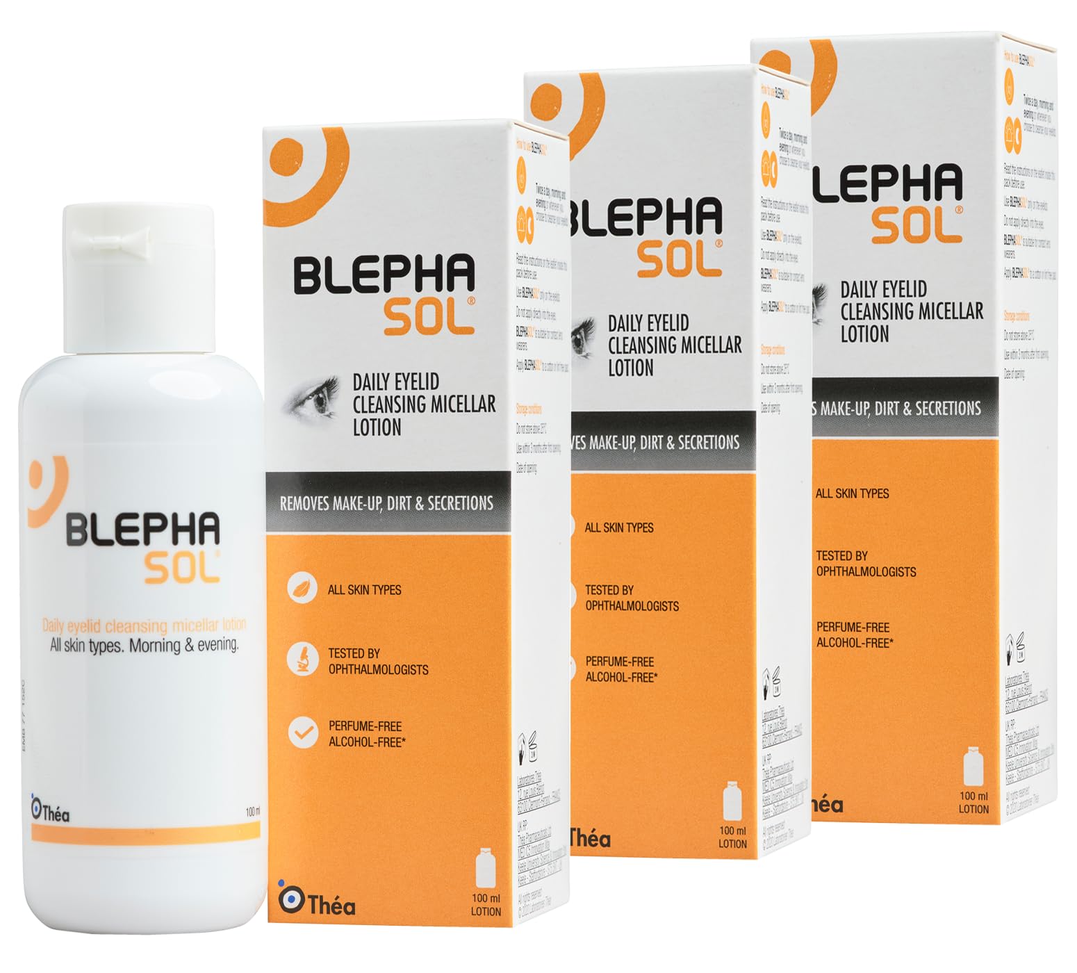 Blephasol Micellar Eyelid Cleansing Lotion | Gentle Removal of Dirt & Makeup | Suitable for Sensitive Skin/Eyelids | Perfume & Alcohol-Free | 3 PACK | 3 x 100 ml Bottle Halalzen