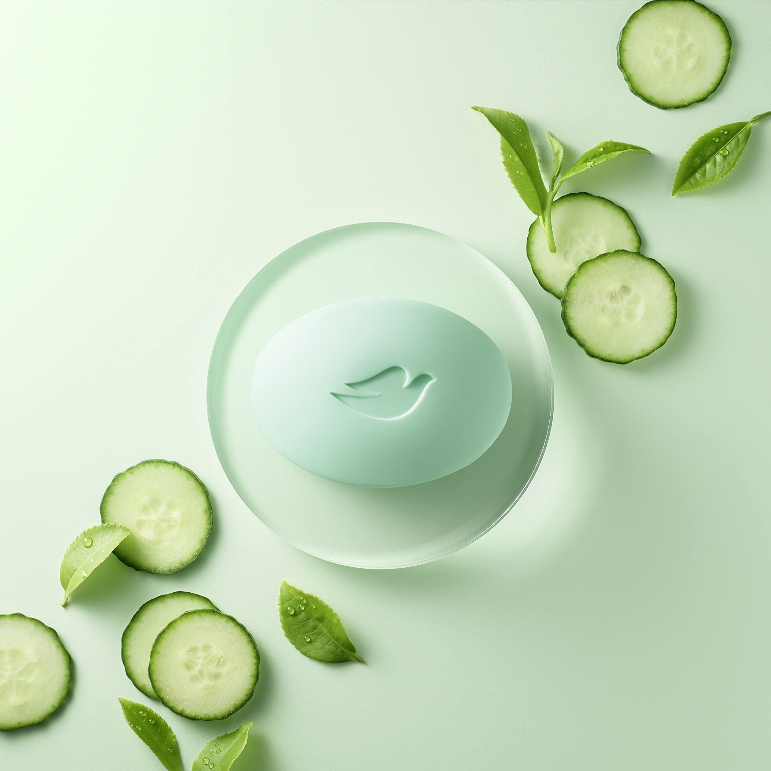 Dove Beauty Bar Soap Cool Moisture Cucumber & Green Tea Scent, 6 Bars for Refreshed Skin, Leaves Skin Refreshed 3.75 oz