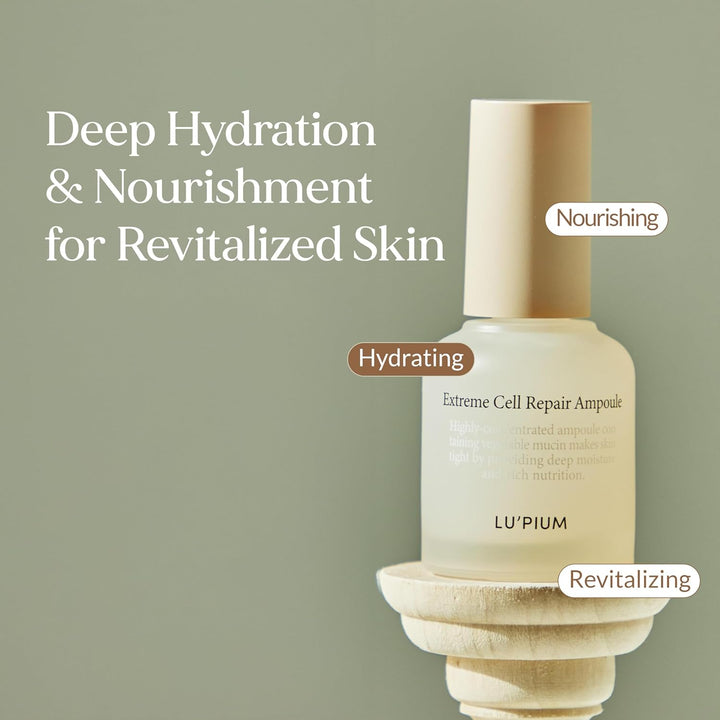 Extreme Cell Repair Ampoule - Vegan Mucin Serum, Barrier Repair & Deep Hydration, Soothing & Moisturizing, Elastic Thread-like Texture, Korean Skincare (30ml, 1.01 fl.oz.) Halalzen