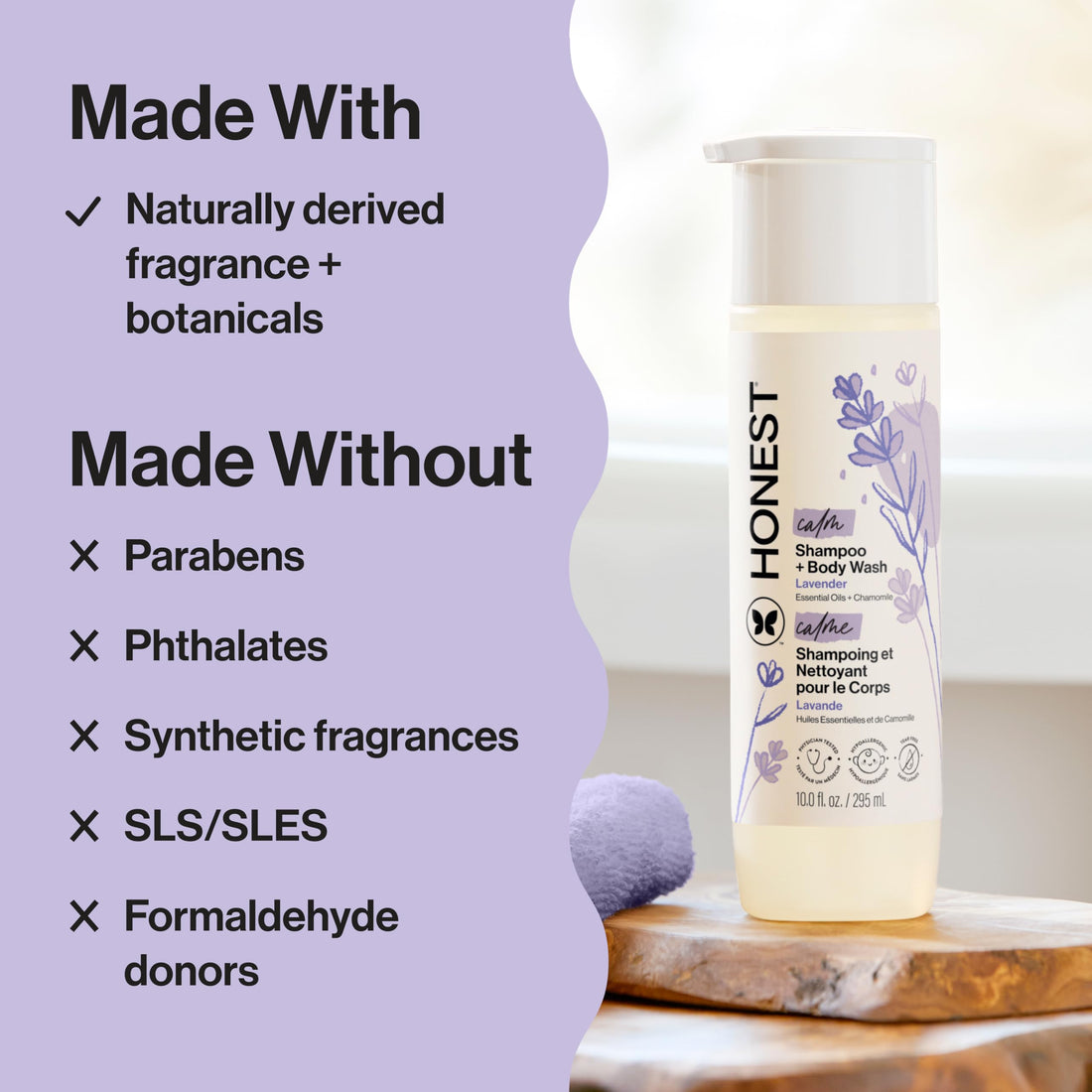 The Honest Company 2-in-1 Cleansing Shampoo Body Wash Gentle for Baby, Naturally Derived, Tear-free, Hypoallergenic, Lavender Calm, 18 fl oz Halalzen