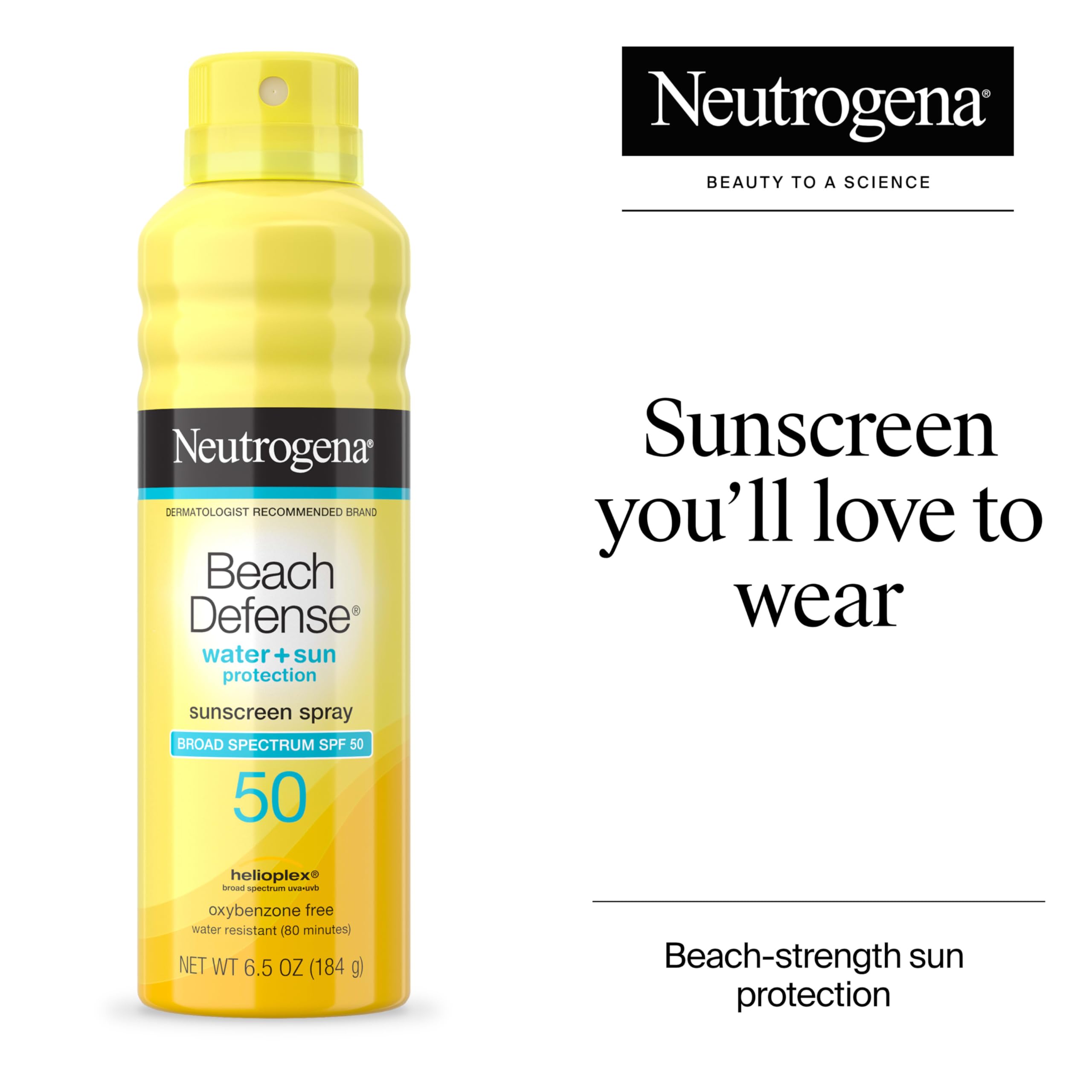 Neutrogena Beach Defense Sunscreen Spray SPF 50, Hawaii Reef Act 104 Compliant, Octinoxate & Oxybenzone Free, Broad Spectrum, Fast Absorbing & Lightweight, Face and Body Sunscreen, 6.5 Oz Halalzen