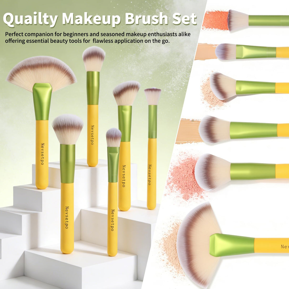 Makeup Brushes, Quality Make Up Brushes 28Pcs Makeup Brushes Set Professional & Beginner Make-up Sets & Case, Brushes & Sponges,Travel-Friendly Roll-up Beauty Gift Sets for Women, GREEN Halalzen