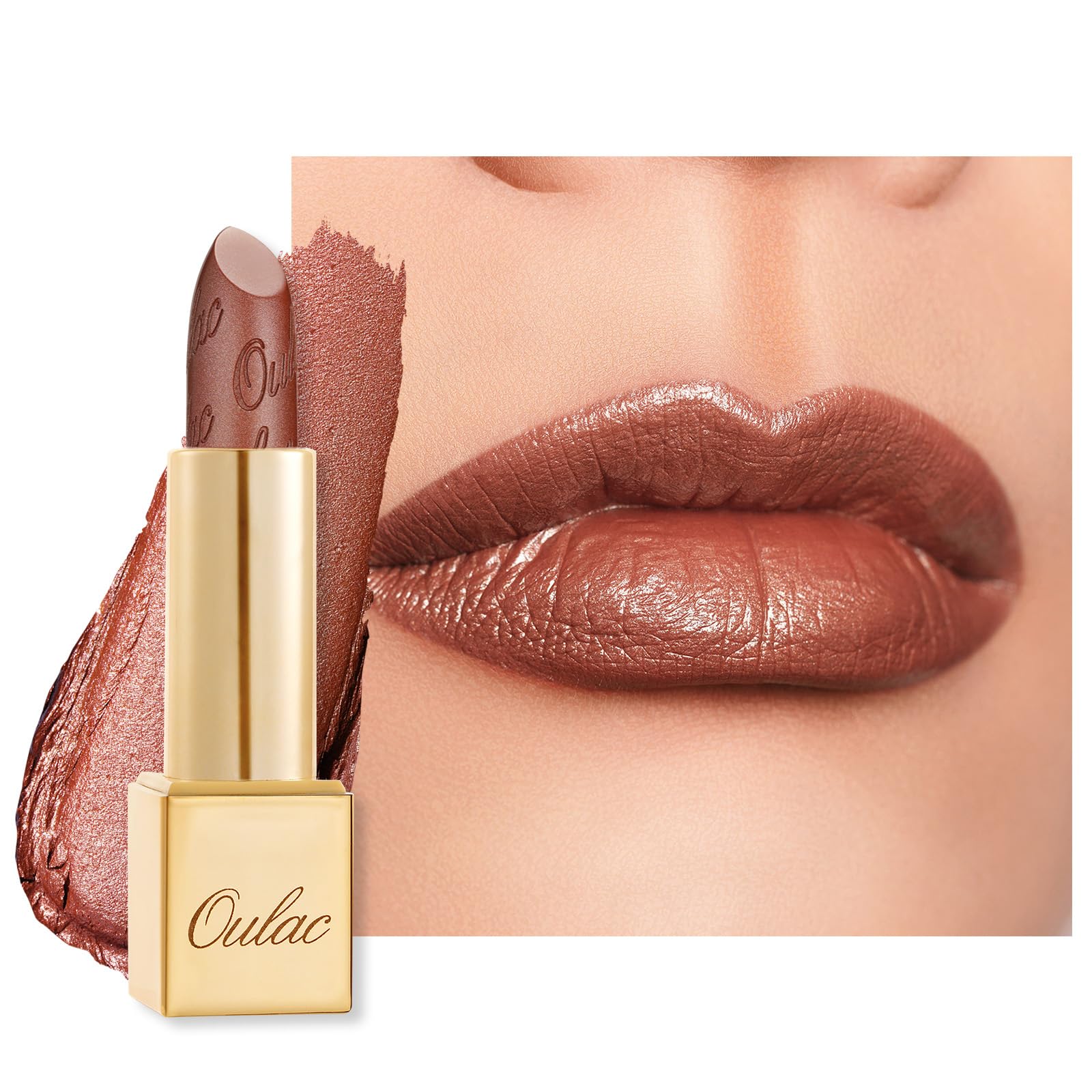 OULAC Metallic Shine Glitter Lipstick, Pink High Impact Lipcolor, Lightweight Soft and Ultra Hydrating, Long Lasting, Vegan & Cruelty-Free, Full-Coverage Lip Color 4.3 g/0.15 HIP & HIPPIE(11) Halalzen