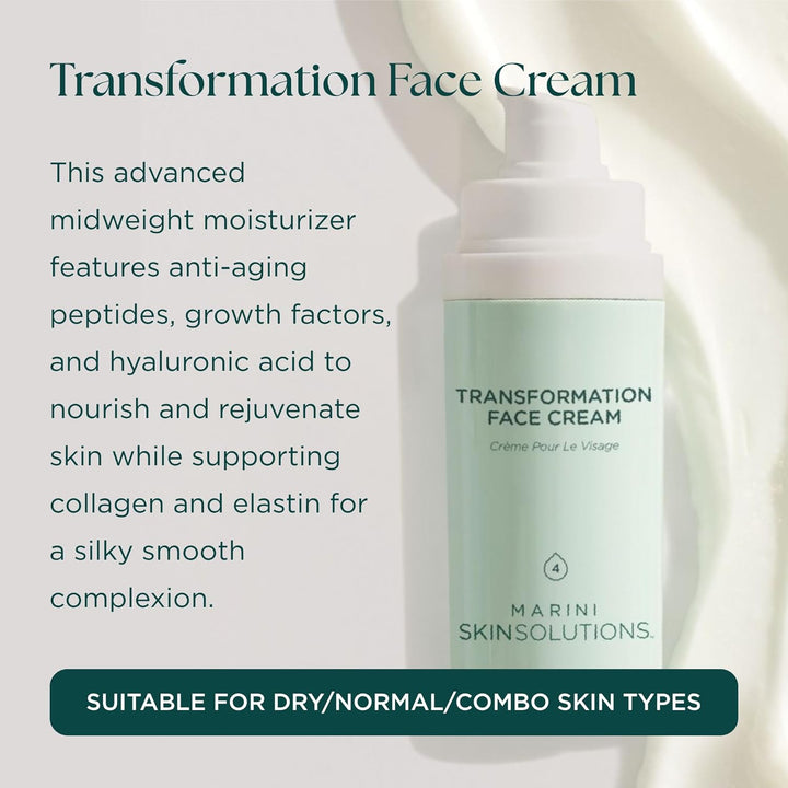 Marini SkinSolutions Transformation Face Cream - Advanced Moisturizer with Anti-Aging Peptides, Growth Factors & Hyaluronic Acid - Cruelty Free - Made in the USA - 1 oz Halalzen