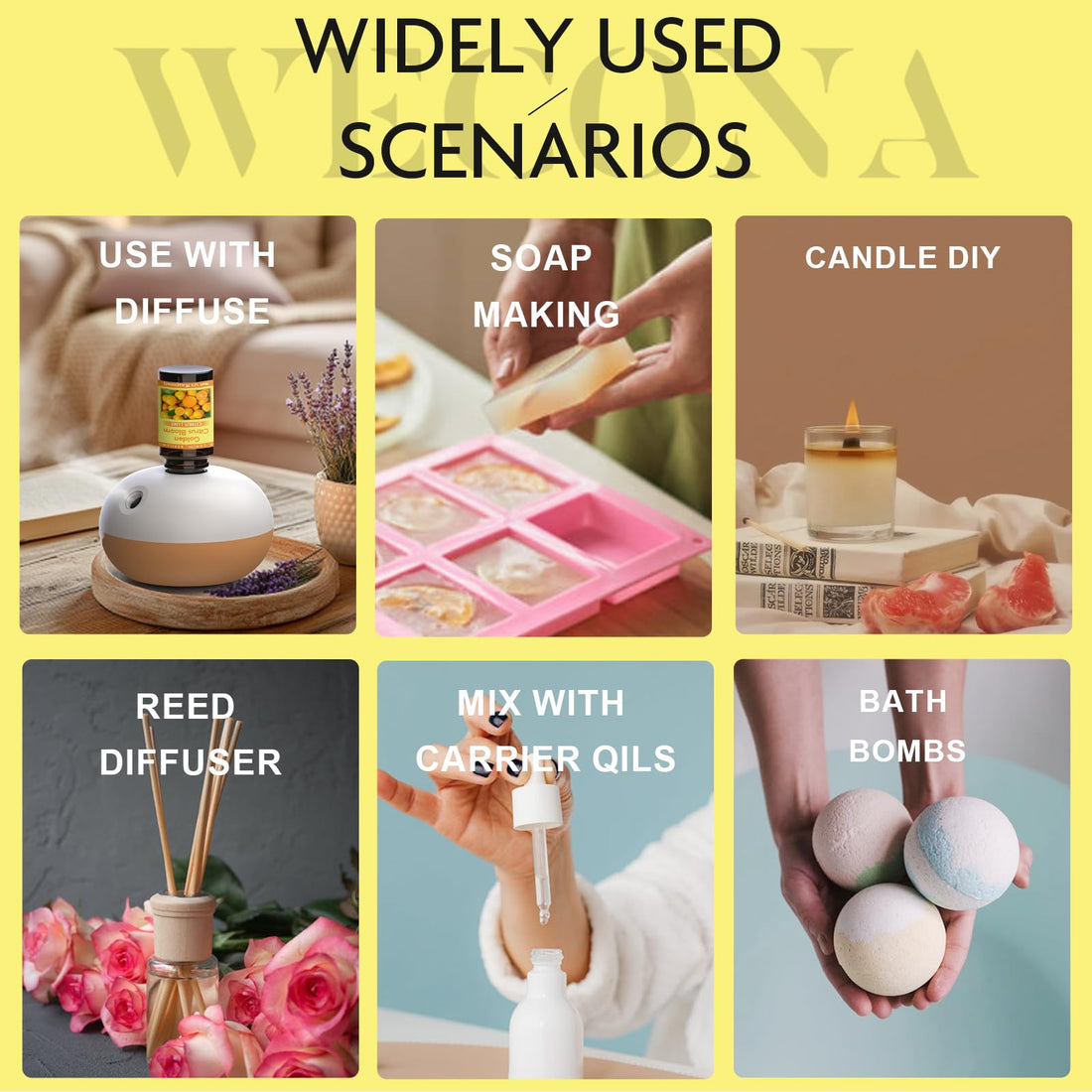 Premium Hotel Fragrance Oil Collection for Diffusers, Essential Oils for Diffusers for Home, Hotel Diffuser Fragrance Oils,Spa & Candle Making, White Tea, Citrus Luxe, Velvet Night and More - 6x10ml