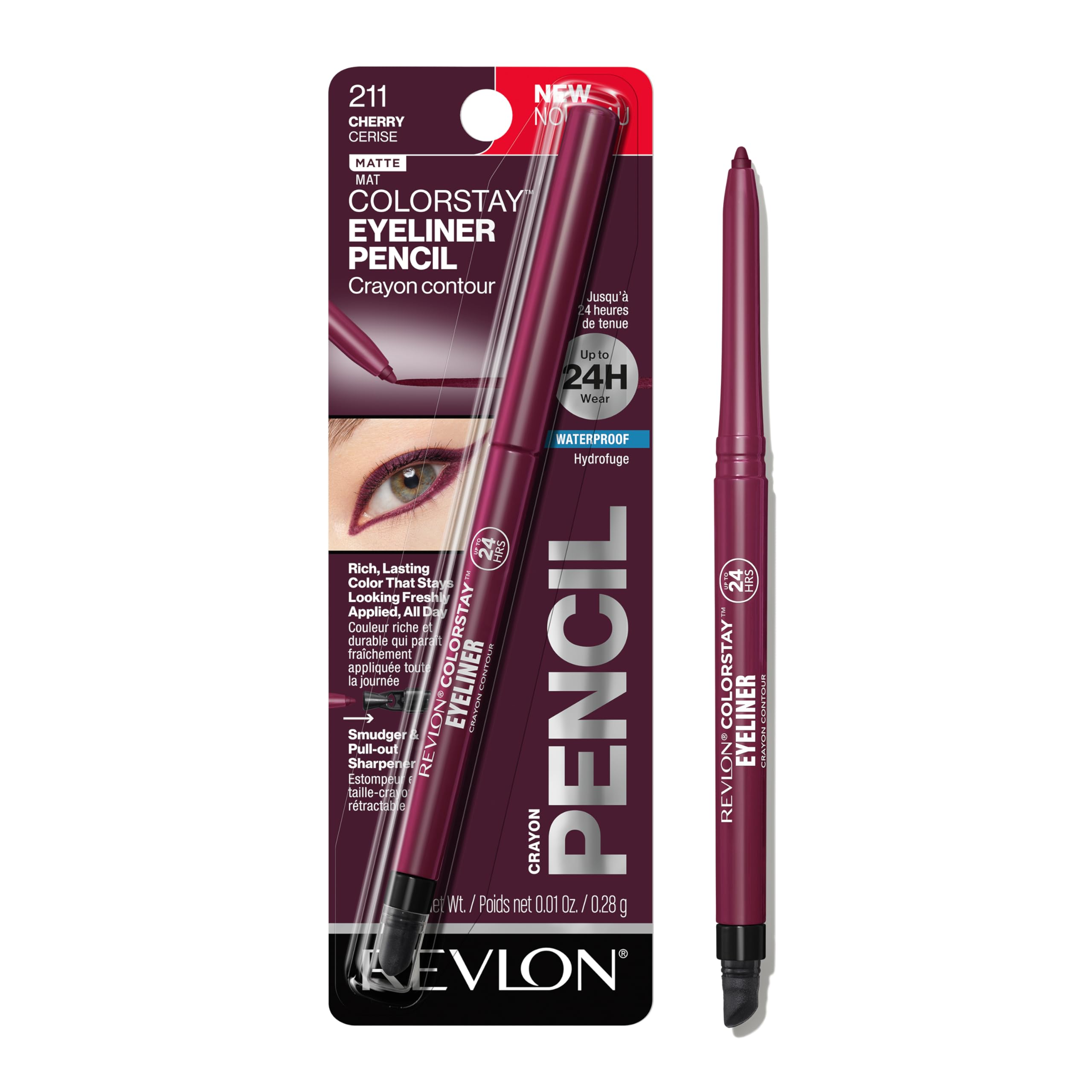 Revlon ColorStay Pencil Waterproof Eyeliner, Smudge-Proof, Eye Makeup with Built-In Sharpener, 201 Black, 2 pack