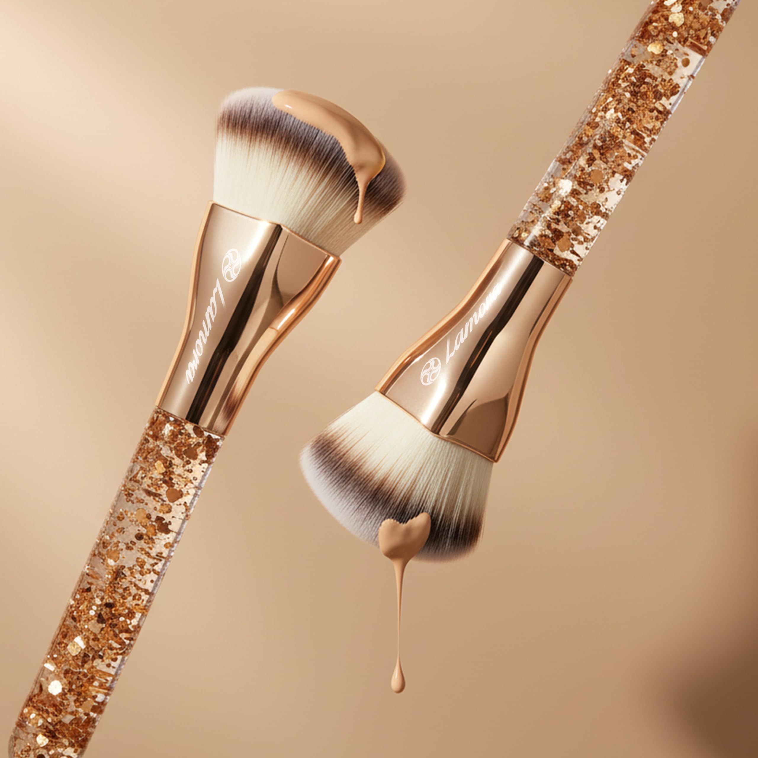 LAMORA Concealer Makeup Brush Under Eye - Angled Flat Top Kabuki Nose Contour Brush - Ideal for Concealing Blending Setting Buffing with Powder Liquid Cream Cosmetic - Small Makeup Foundation Brush Halalzen