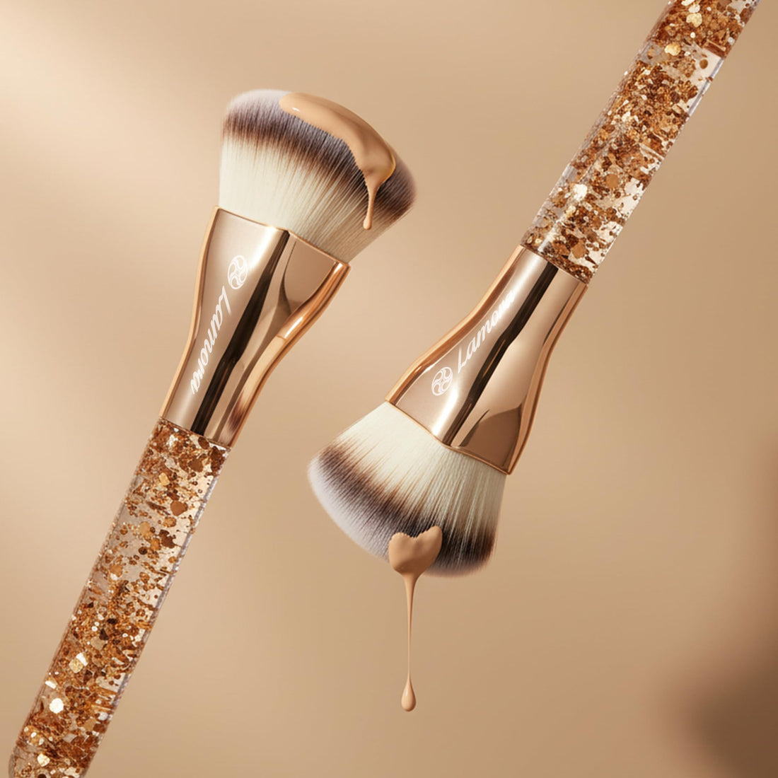 LAMORA Concealer Makeup Brush Under Eye - Angled Flat Top Kabuki Nose Contour Brush - Ideal for Concealing Blending Setting Buffing with Powder Liquid Cream Cosmetic - Small Makeup Foundation Brush Halalzen