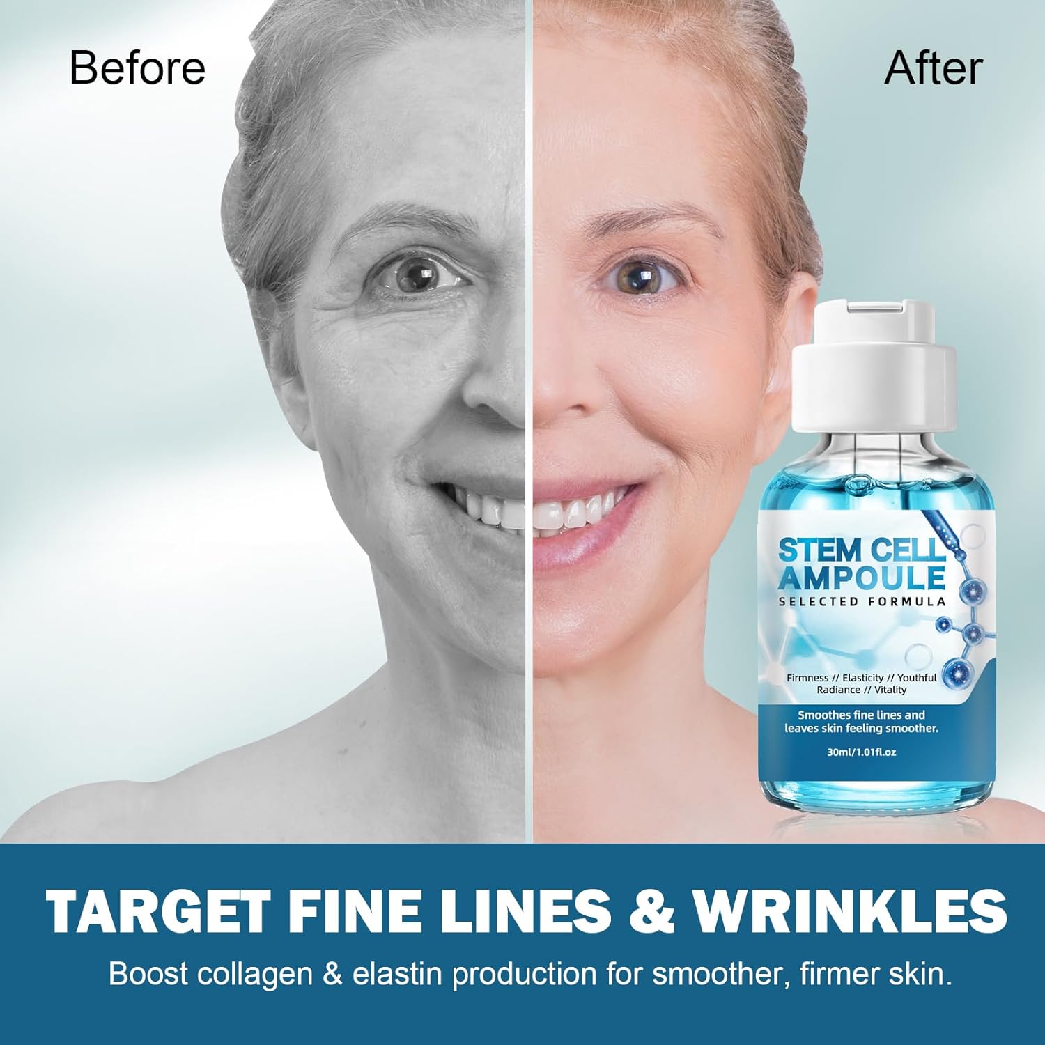 Stem Cell Serum for Face, 2pcs Korean Micro Needling Serum Booster, Ampoule to Hydrating Korean Skincare