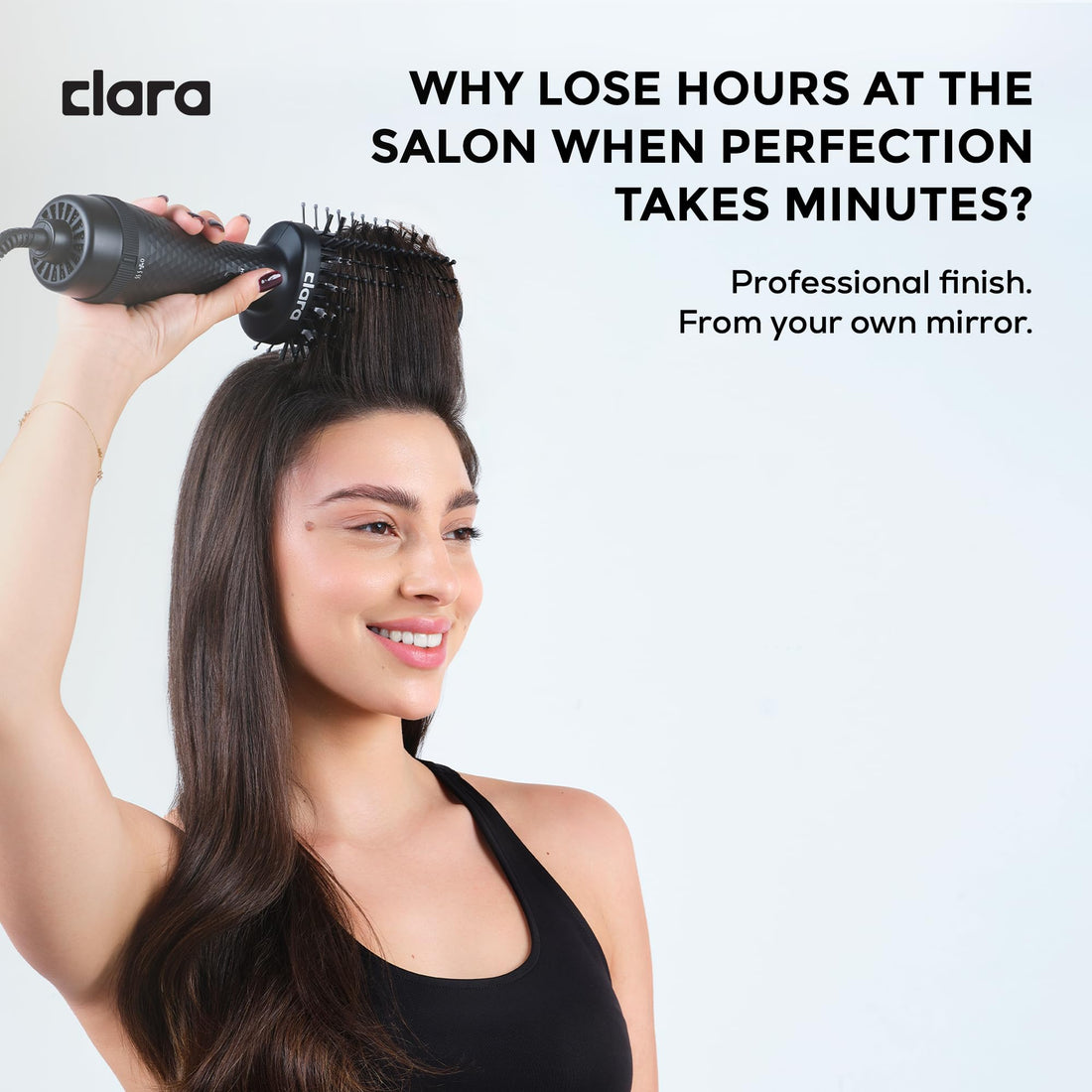 Clara Anti-Frizz Ionic Slim Hot Brush 32mm Thermal Heated Round Hair Styling Brush with 5.5mm Bristles, Triple Heat Settings, 3-in-1 Blowout, Wave & Smooth Finish Styling Tool – Black Halalzen
