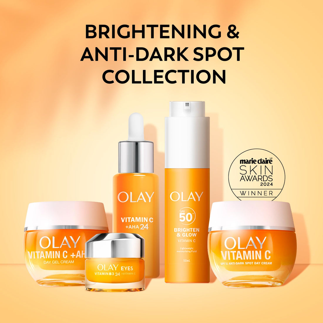 Olay Vitamin C Brightening Body Lotion, 24HR Moisturising Cream for Full Body Skin Care, Evens Skin Tone, with Vitamin C, Vitamin B5 B3, Glycerin, Smooth and Moisturised Skin, No Greasy Residue, 500ml