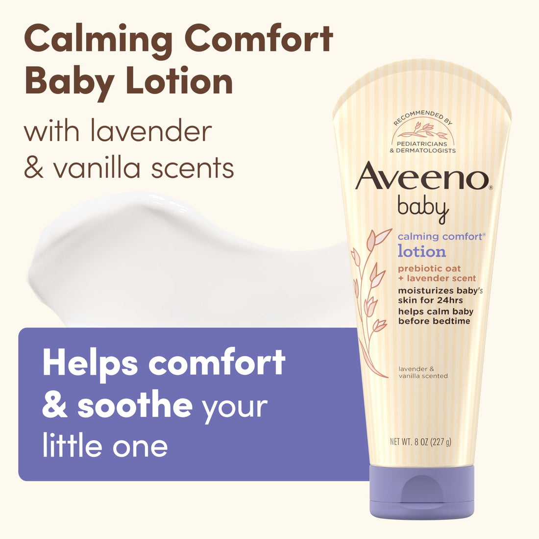 Aveeno Baby Calming Comfort Moisturizing Body Lotion with Relaxing Lavender & Vanilla Scents, Non-Greasy Baby Lotion, Nourishing Prebiotic Oatmeal, Paraben- & Phthalate-Free, 18 fl. oz Halalzen