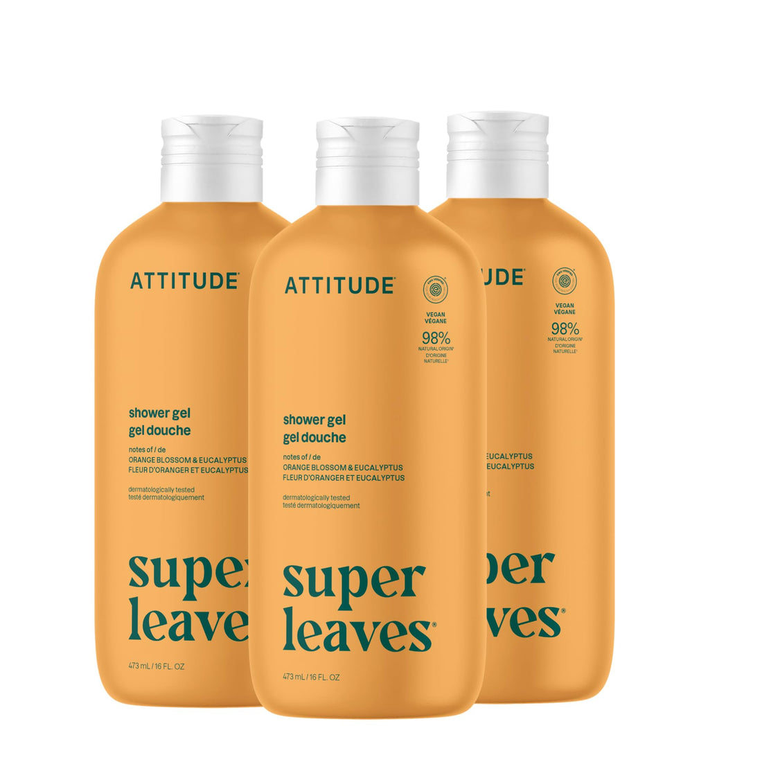 ATTITUDE Soothing Shower Gel, Dermatologically Tested, Plant and Mineral-Based, Vegan Personal Care Products, White Tea Leaves, 32 Fl Oz