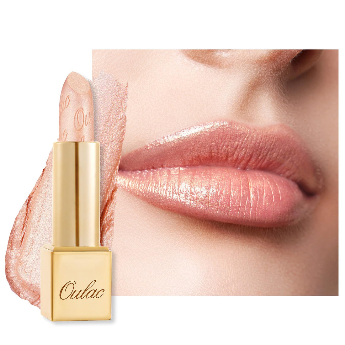 OULAC Metallic Shine Glitter Lipstick, Pink High Impact Lipcolor, Lightweight Soft and Ultra Hydrating, Long Lasting, Vegan & Cruelty-Free, Full-Coverage Lip Color 4.3 g/0.15 HIP & HIPPIE(11) Halalzen