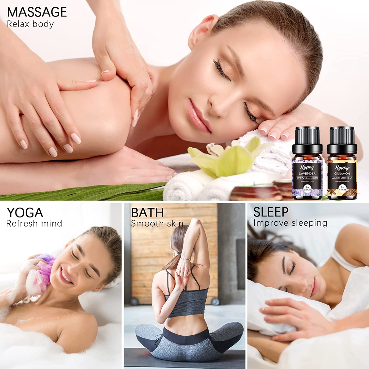 Essential Oils Set, Pure Natural Essential Oils for Diffuser for Home, Aromatherapy, Candle & Soap Making, Cleaning, Relaxing - Lavender, Tea Tree, Eucalyptus, Lemon, Cinnamon, Jasmine