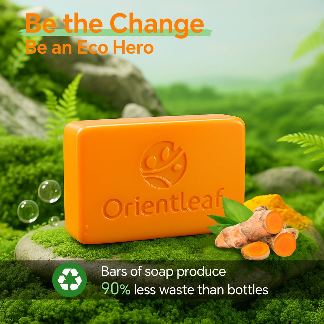 ORIENTLEAF Kojic Acid Soap, Turmeric Soap Bar for Dark Spots, Fresh Citrus Scent, Gentle for Face and Body with Vitamin C, Shea Butter, Retinol, Olive Oil, Collagen (3 PACK) Halalzen