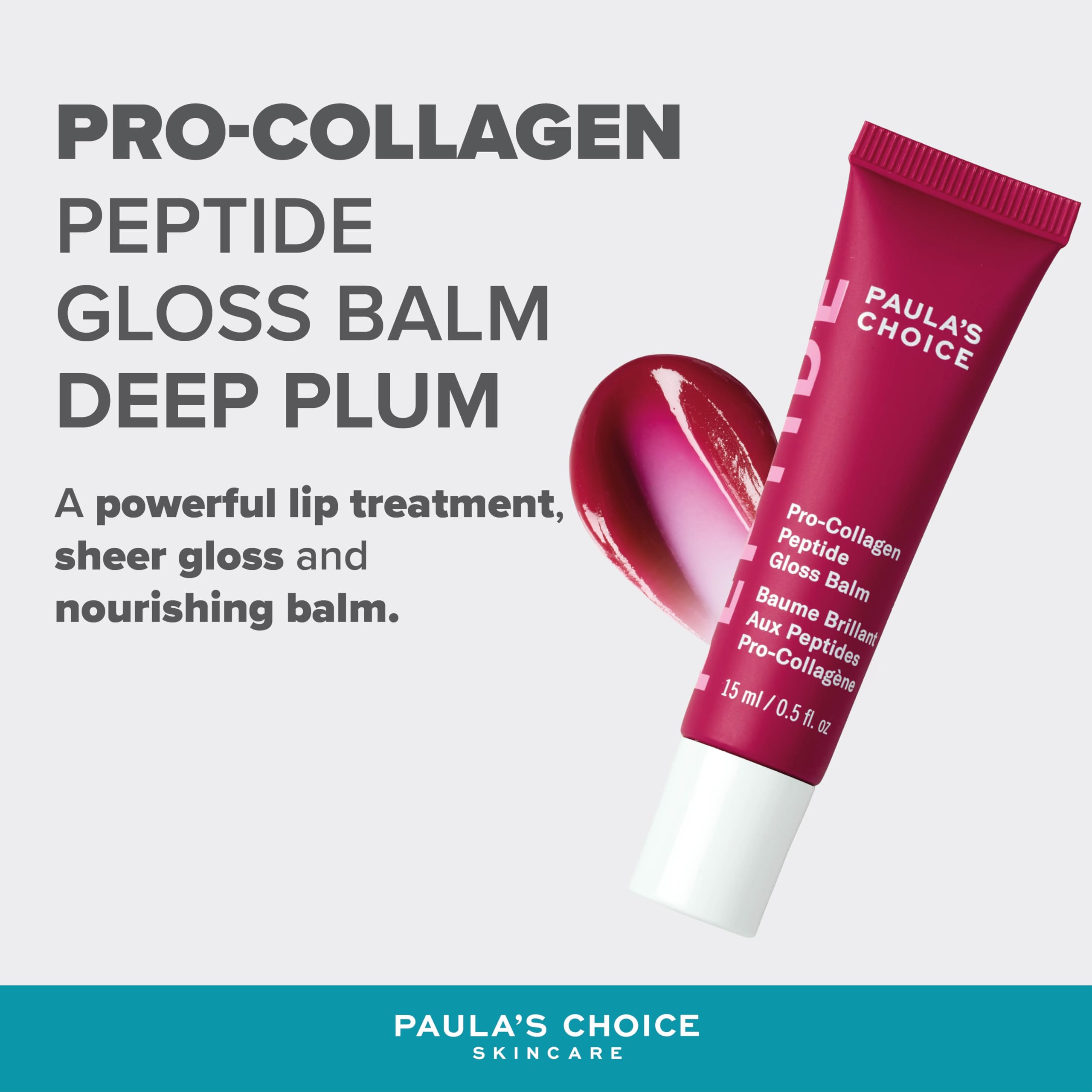 Paula's Choice Pro-Collagen Peptide Gloss Balm - Deeply Hydrates - Anti-Ageing - Plumps & Smooths Lips - Non-sticky with Glossy Finish - Lip Treatment with Shea Butter - All Skin Types - 15 ml Halalzen