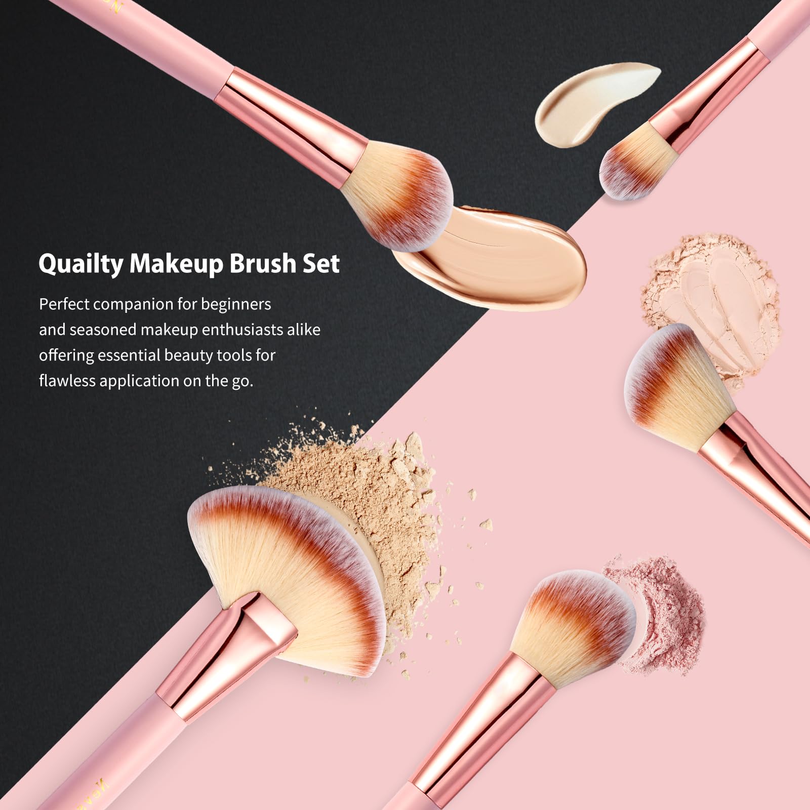 Makeup Brushes, Quality Make Up Brushes 28Pcs Makeup Brushes Set Professional & Beginner Make-up Sets & Case, Brushes & Sponges,Travel-Friendly Roll-up Beauty Gift Sets for Women, GREEN Halalzen