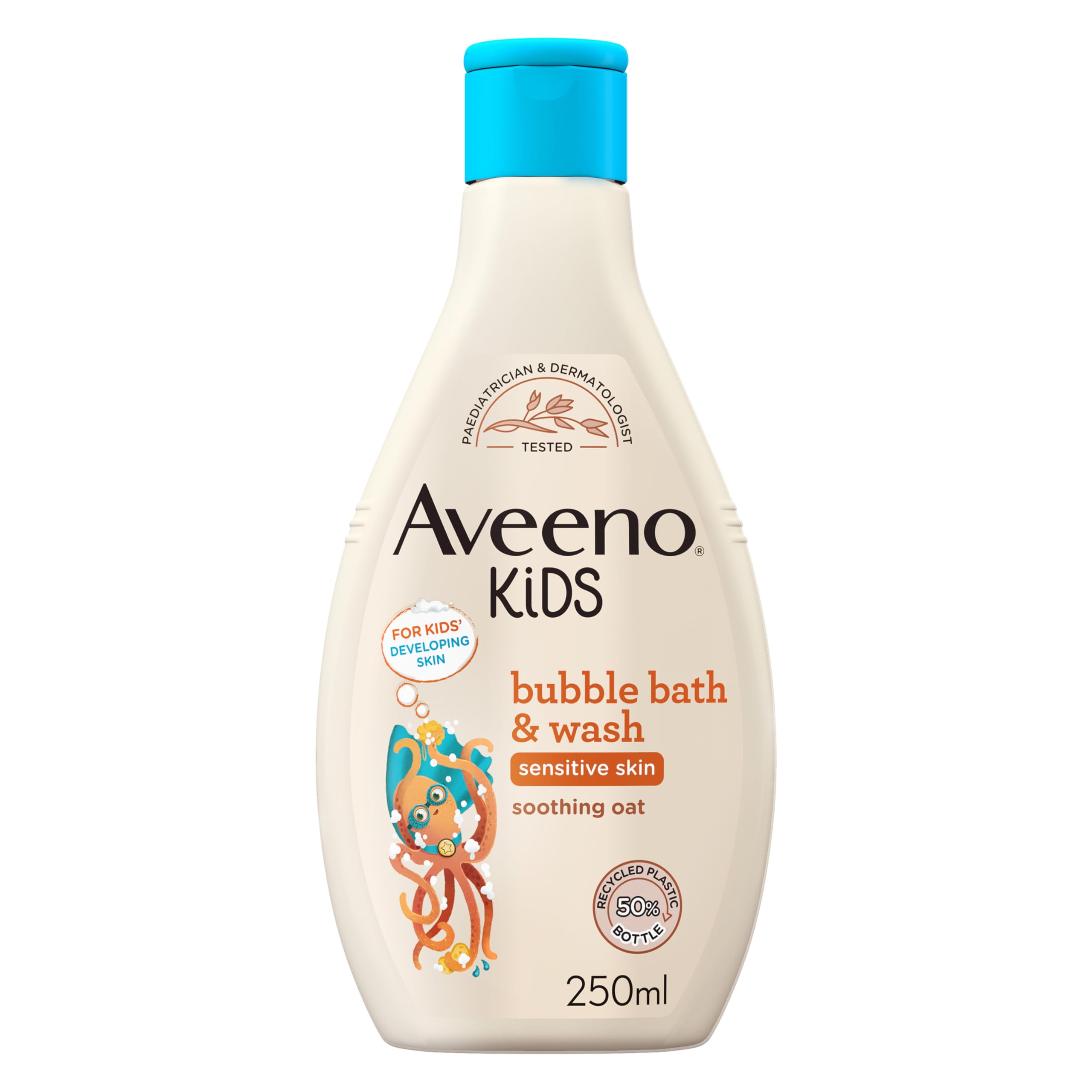 Aveeno Baby KIDS Bubble Bath & Wash 250ml | Enriched with Soothing Oat Extract | Foam Body Wash Developed for Your Little Superhero | Childrens Toiletries Sets