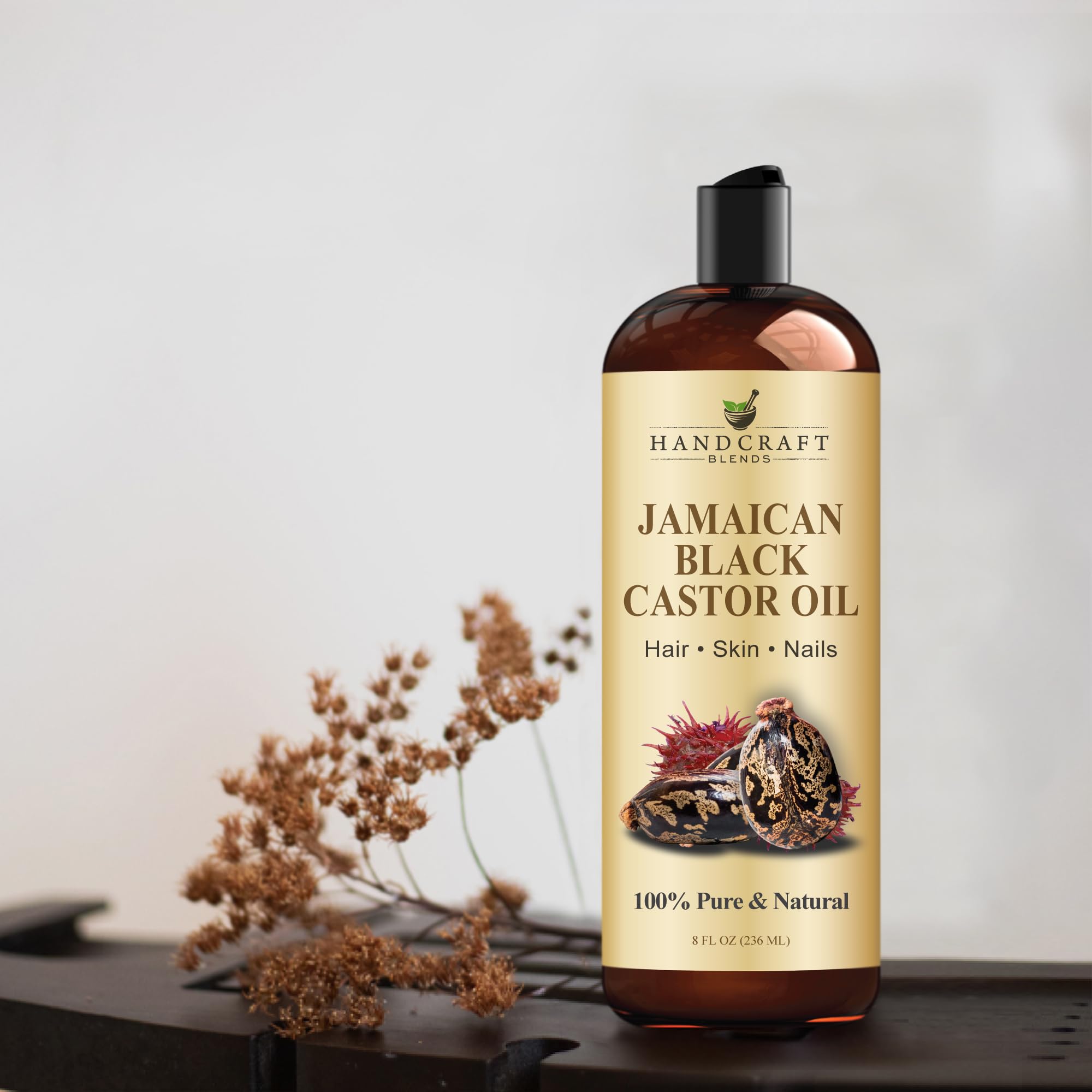 Handcraft Blends Castor Oil with Rosemary and Peppermint Oil 118 ml | 100% Pure and Natural | Premium Grade Carrier Oil | Hair, Eyelashes and Eyebrows | Hair and Body