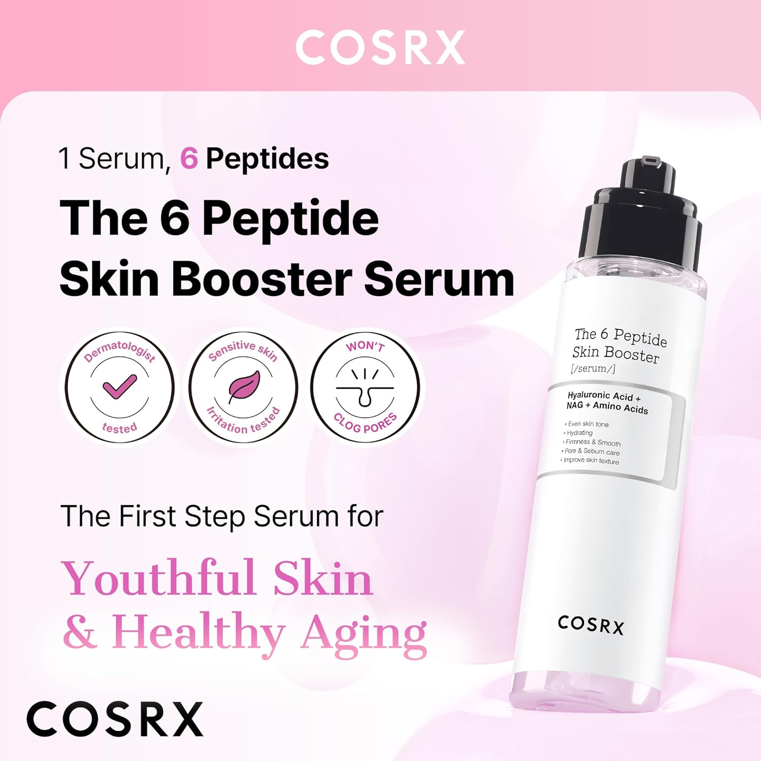 COSRX 6X Peptide Collagen Skin Booster Toner Serum for Dull & Uneven Skin, Preps Skin with Copper Peptides, GHK-Cu, Skin Renewal Boosting Facial Essence, Korean Skin Care, 5.07 oz, Mothers Day Gifts Halalzen