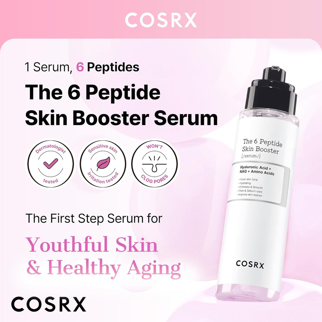 COSRX 6X Peptide Collagen Skin Booster Toner Serum for Dull & Uneven Skin, Preps Skin with Copper Peptides, GHK-Cu, Skin Renewal Boosting Facial Essence, Korean Skin Care, 5.07 oz, Mothers Day Gifts Halalzen