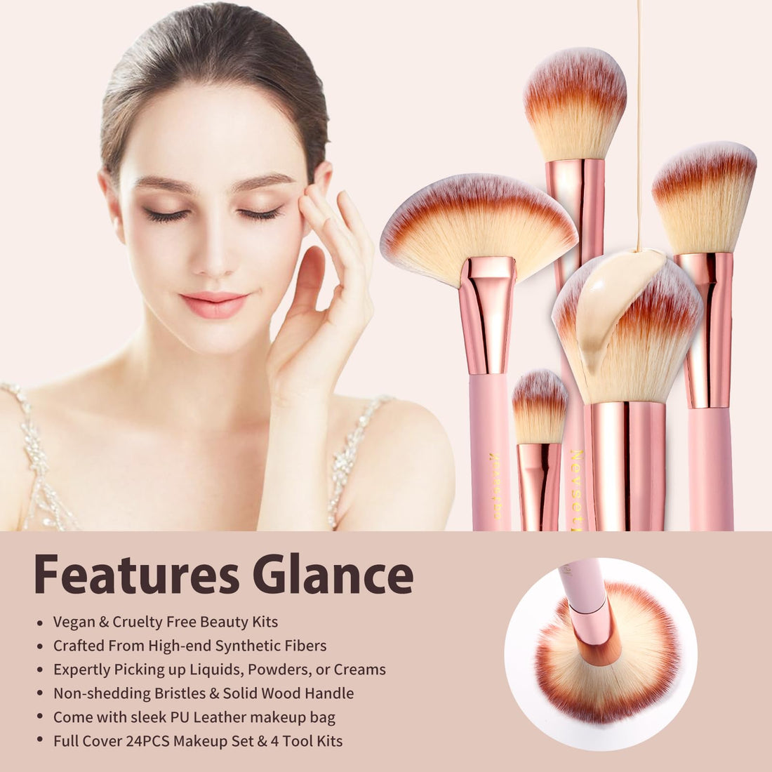 Makeup Brushes, Quality Make Up Brushes 28Pcs Makeup Brushes Set Professional & Beginner Make-up Sets & Case, Brushes & Sponges,Travel-Friendly Roll-up Beauty Gift Sets for Women, GREEN Halalzen