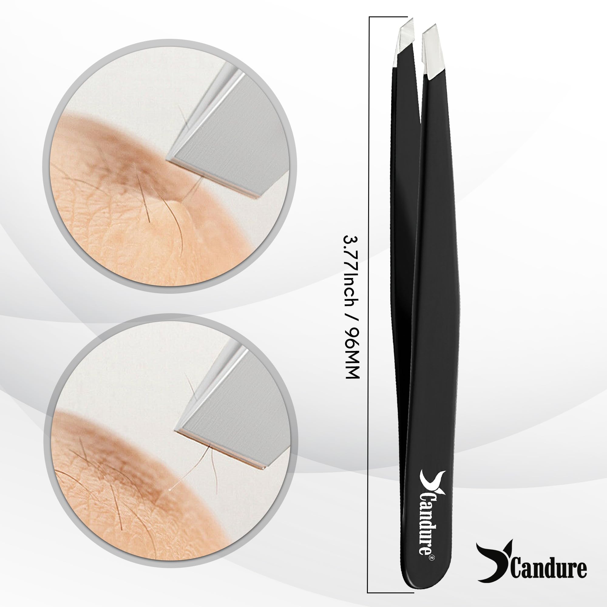 Candure Tweezers for Eyebrows - Professional Stainless Steel Slanted and Pointed Tip Hair Tweezers Set for Ingrown Hair, Blackhead Removal, Eyebrows Plucking Beauty Tool for Women Halalzen