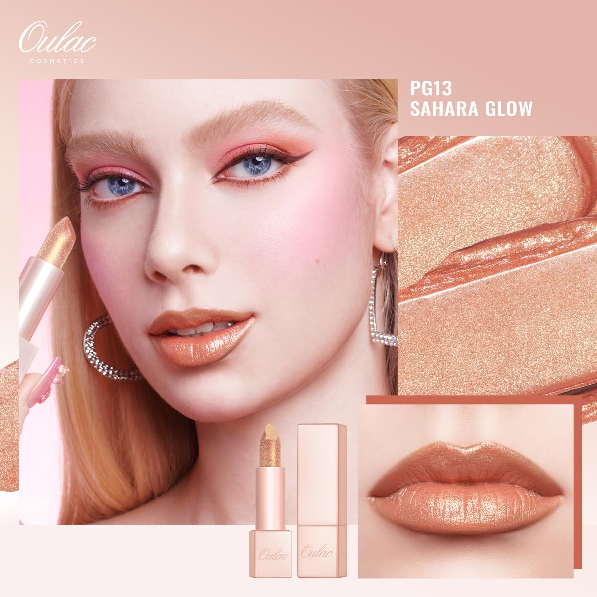 Oulac Metallic Diamond Shine Liquid Lip Gloss - Glitter Glossy for Lip & Eye, Long Lasting 24H + & Waterproof, Lightweight Lip Stain, 3D Metallic Finish, No Transfer, Vegan, 4.5ml,MD05 Loose Control Halalzen