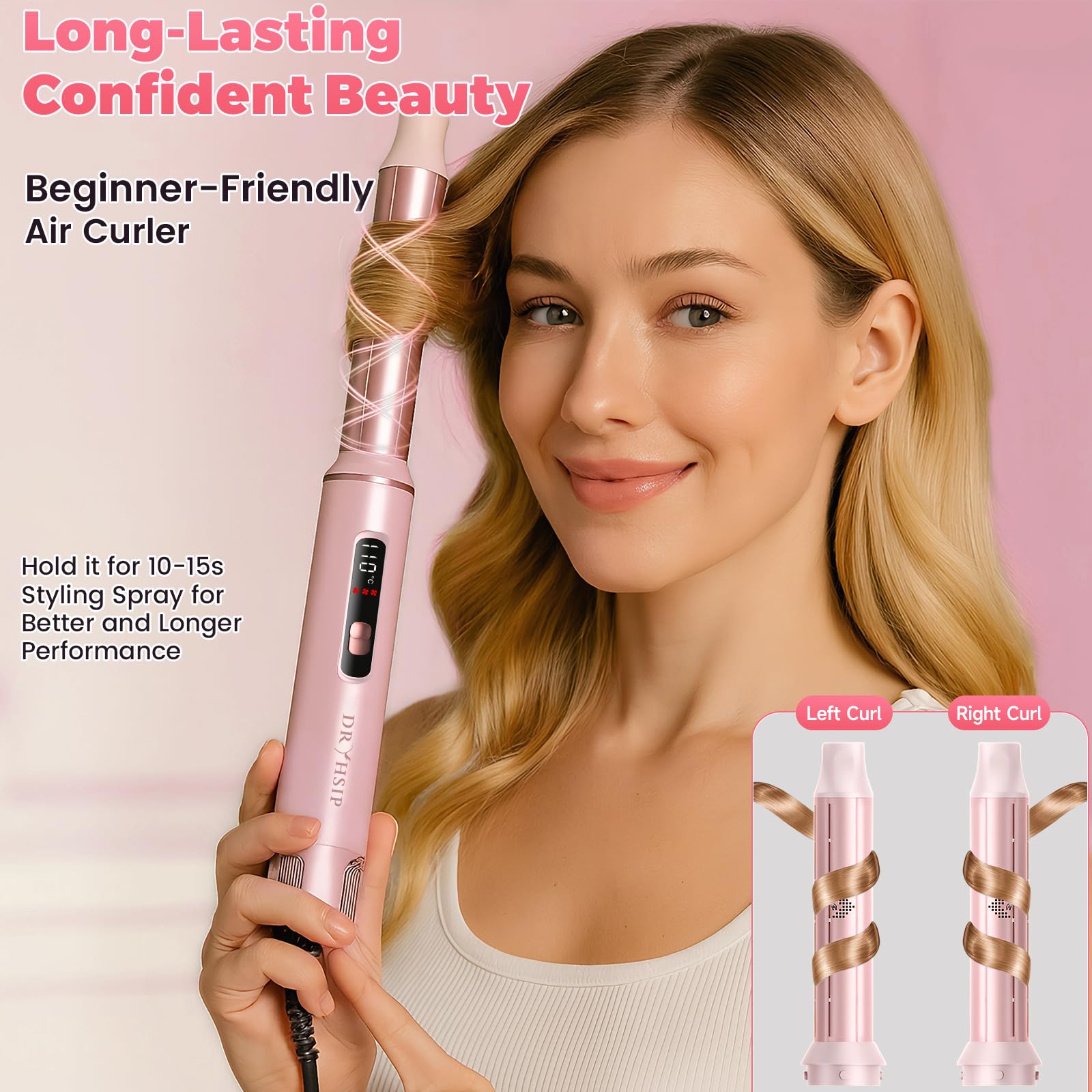 5 in 1 Hot Air Styler, Hair Dryer Brush with Auto Wrap Curlers, 3 Heat Settings, Fast Drying & Volumizing – Includes Curling Barrels & Straightening Comb (Charcoal) Halalzen