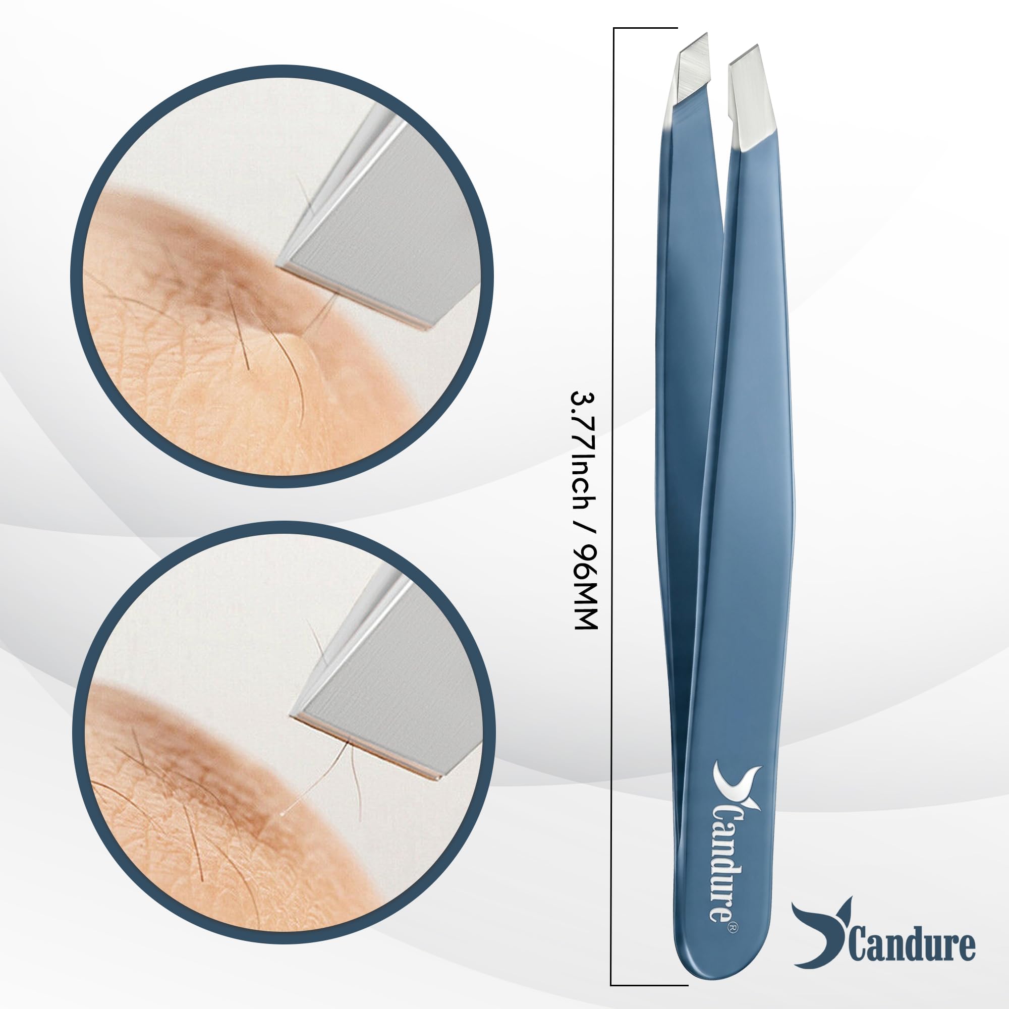 Candure Tweezers for Eyebrows - Professional Stainless Steel Slanted and Pointed Tip Hair Tweezers Set for Ingrown Hair, Blackhead Removal, Eyebrows Plucking Beauty Tool for Women Halalzen