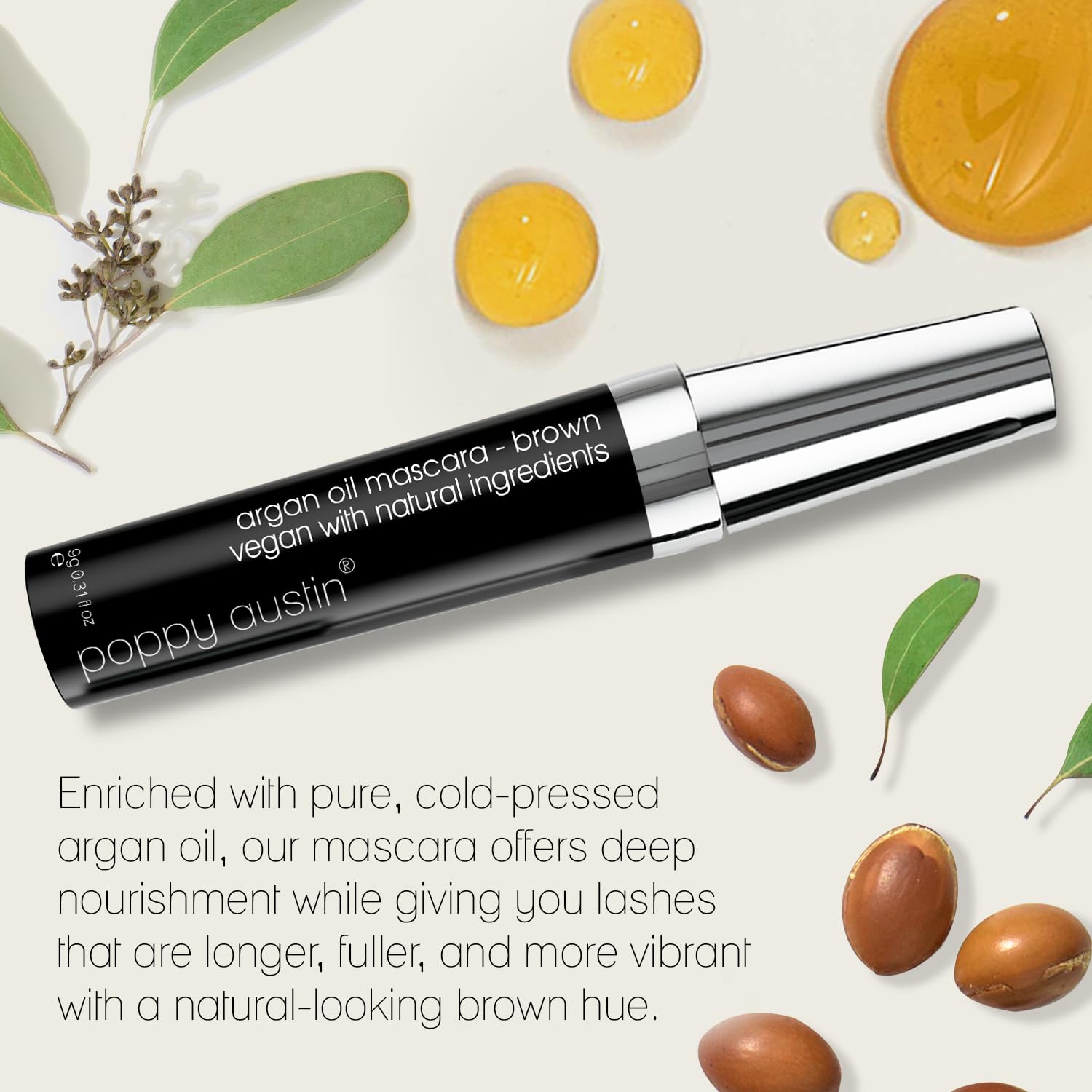 Poppy Austin - Vegan Mascara Black Volume And Length Waterproof - Gentle, Hypoallergenic Volumising Mascara, Organic & Cruelty Free All Natural Organic For Sensitive Eyes (9 Gram) Halalzen