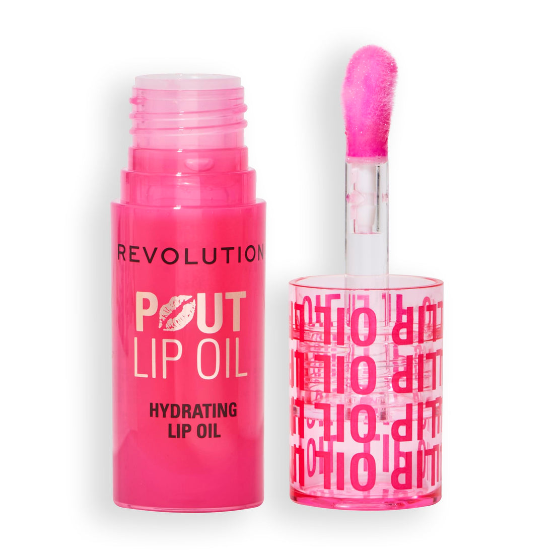 Revolution, Pout Lip Oil, Nourishing Tinted Lip Oil, High Shine, Non-Sticky Finish, Vegan & Cruelty-Free, Glam Pink Shimmer, 4ml