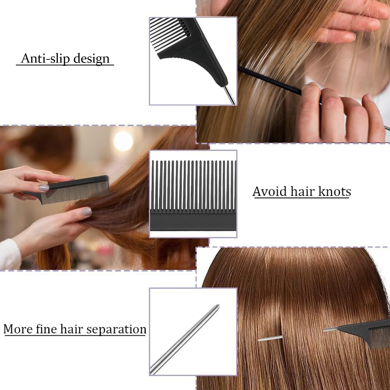 3pcs Topsy Tail Hair Tool, Hair Braiding Tool French Braid Loop Tool, Rat Tail Comb Fast Hair Styling Accessories (Black) Halalzen