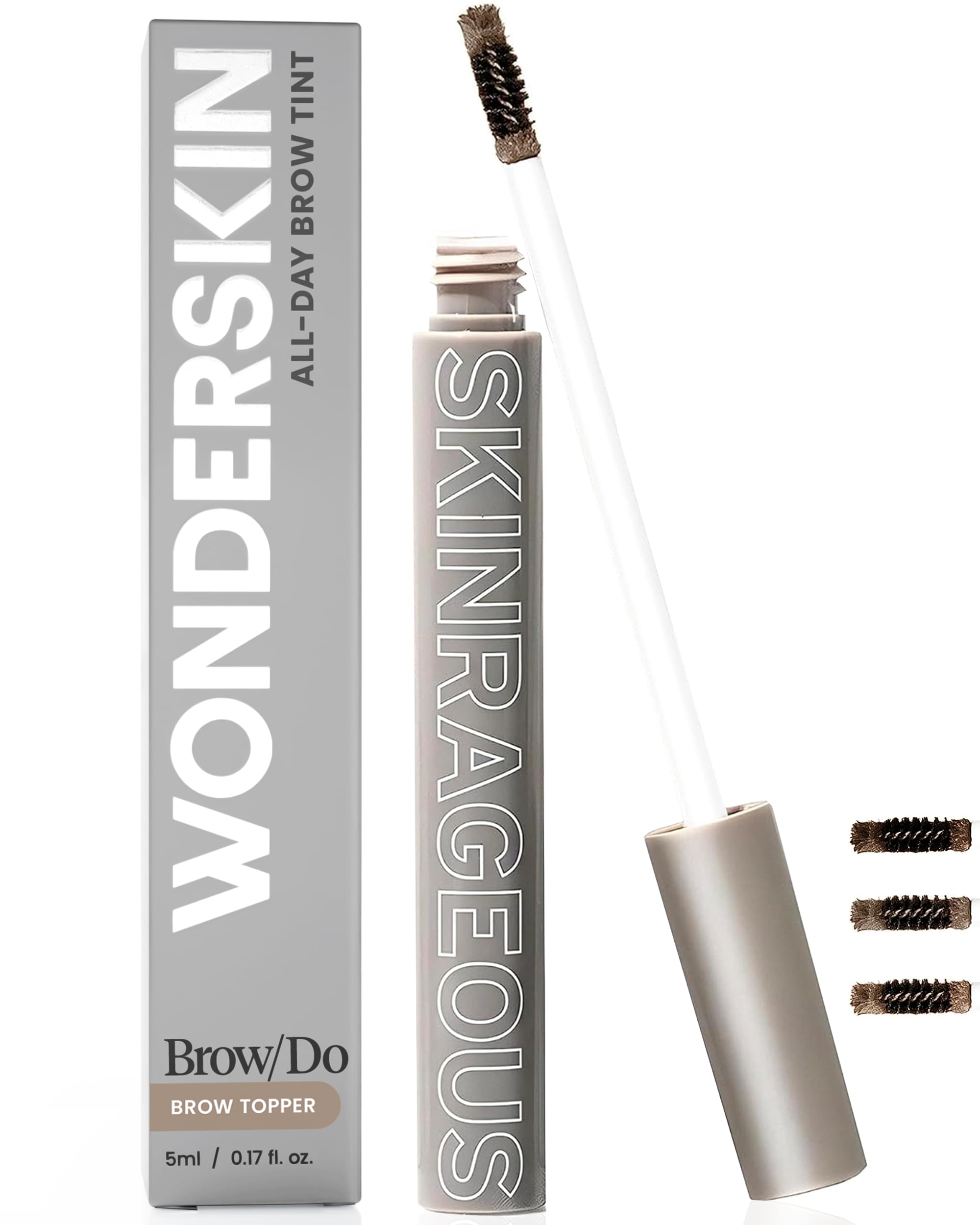 Wonderskin Brow/Do Eyebrow Gel Topper - Skinrageous All-Day Eyebrow Tint Mascara, Long-Lasting, Waterproof & Transfer-Proof Brow Gel Topper (Dark Brunette)