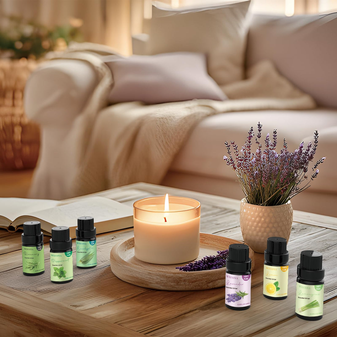 Premium Hotel Fragrance Oil Collection for Diffusers, Essential Oils for Diffusers for Home, Hotel Diffuser Fragrance Oils,Spa & Candle Making, White Tea, Citrus Luxe, Velvet Night and More - 6x10ml