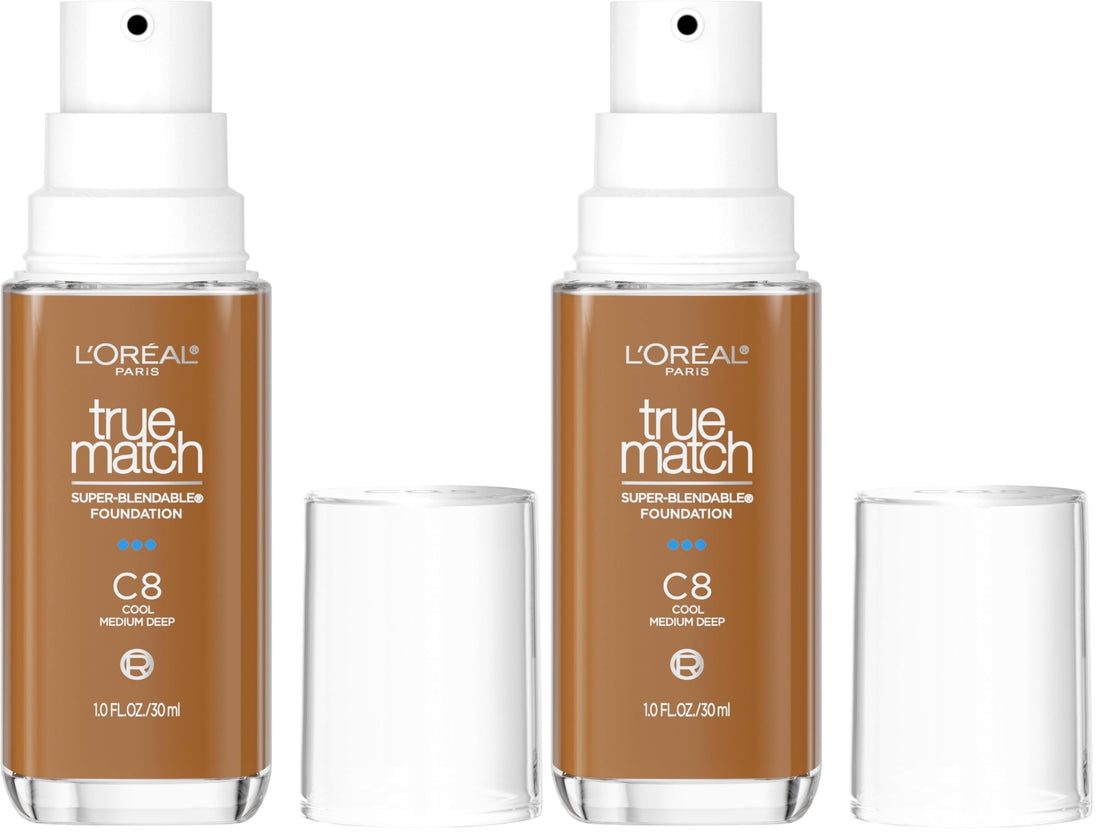 L'Oreal Paris True Match Super-Blendable Foundation, Flüssig-Foundation mit mittlerer Deckkraft, N3, Hell-Mittel, 30 ml