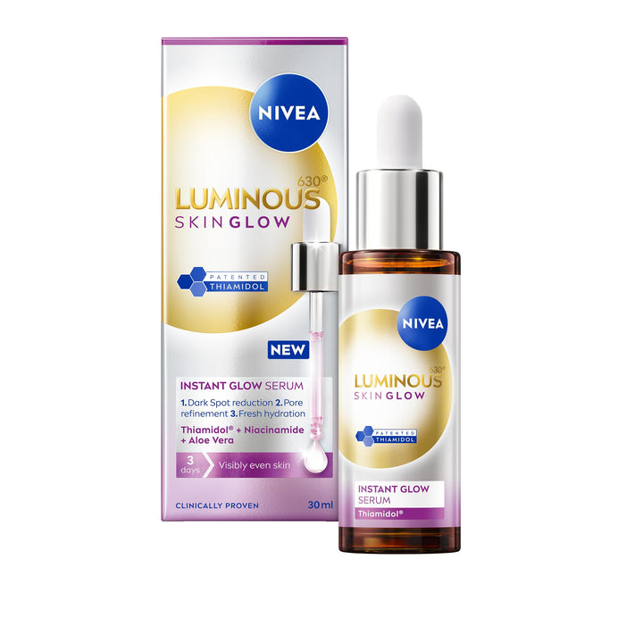 NIVEA Luminous 630 Even Glow Serum with Thiamidol 15ml, Serum for Face with Niacinamide and Aloe Vera, Refines Pores and Hydrates for Clear and Glowing Skin