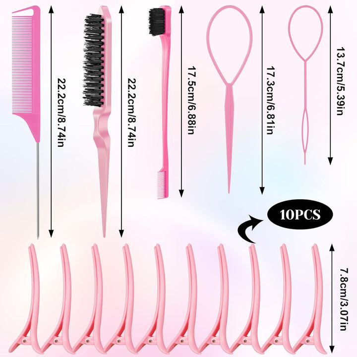 SOSPIRO 1000pcs Elastic Hair Bands with 10pcs Clips, 3pcs Brush, 2pcs Topsy Tail Tool, Colorful Rubber Ties & Braiding Accessories for Kids & Women's Hair Styling Halalzen