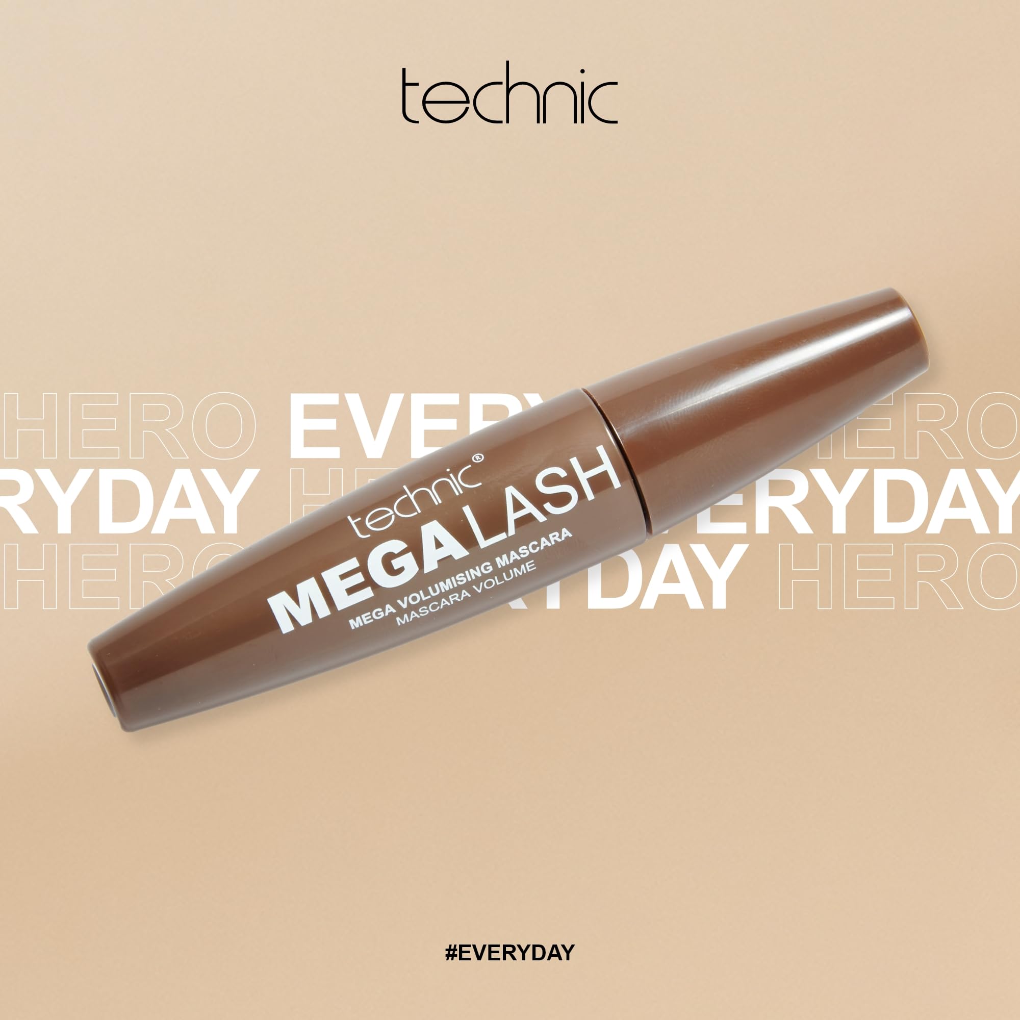 Technic Mega Lash Water Resistant Mascara - Vegan, Ultra Black, Water Resistant, Hard wearing, Smudge-Proof, Lash Building Formula For Volume Glam Lashes - 12ml Halalzen