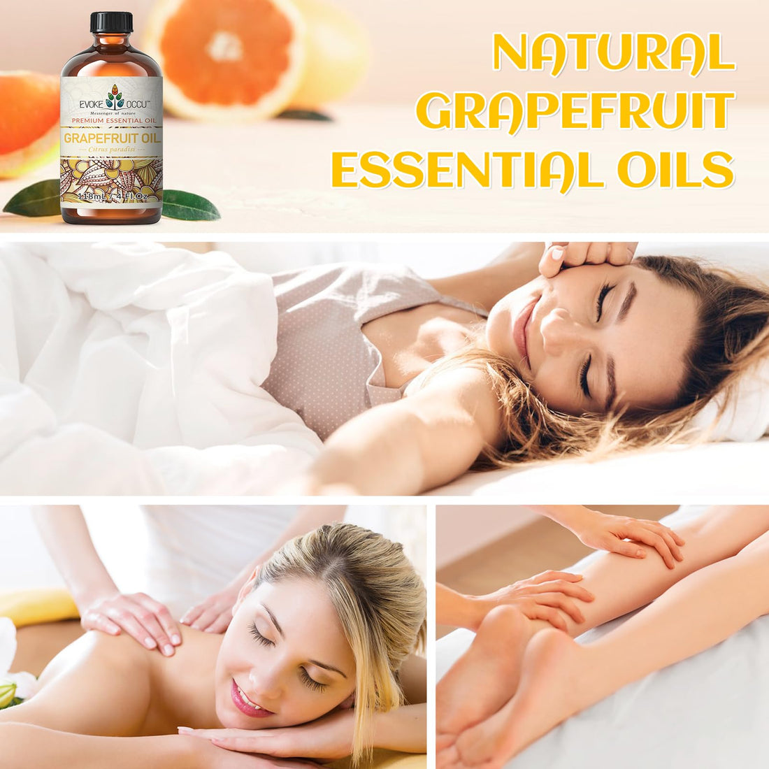 EVOKE OCCU Jasmine Essential Oil 118ml, Pure Jasmine Oil for Aromatherapy Diffuser Candle Soap Making- 4 FL Oz