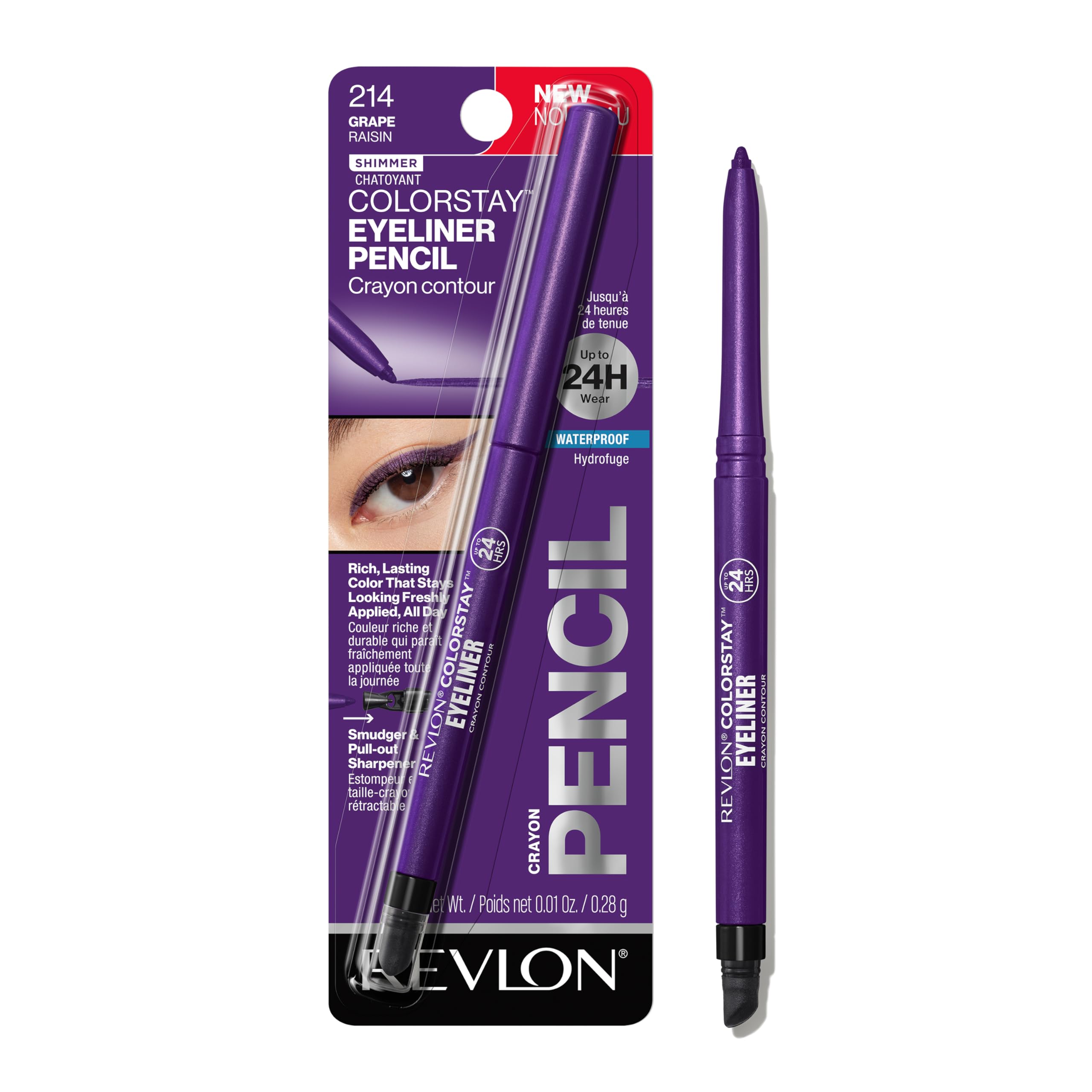 Revlon ColorStay Pencil Waterproof Eyeliner, Smudge-Proof, Eye Makeup with Built-In Sharpener, 201 Black, 2 pack